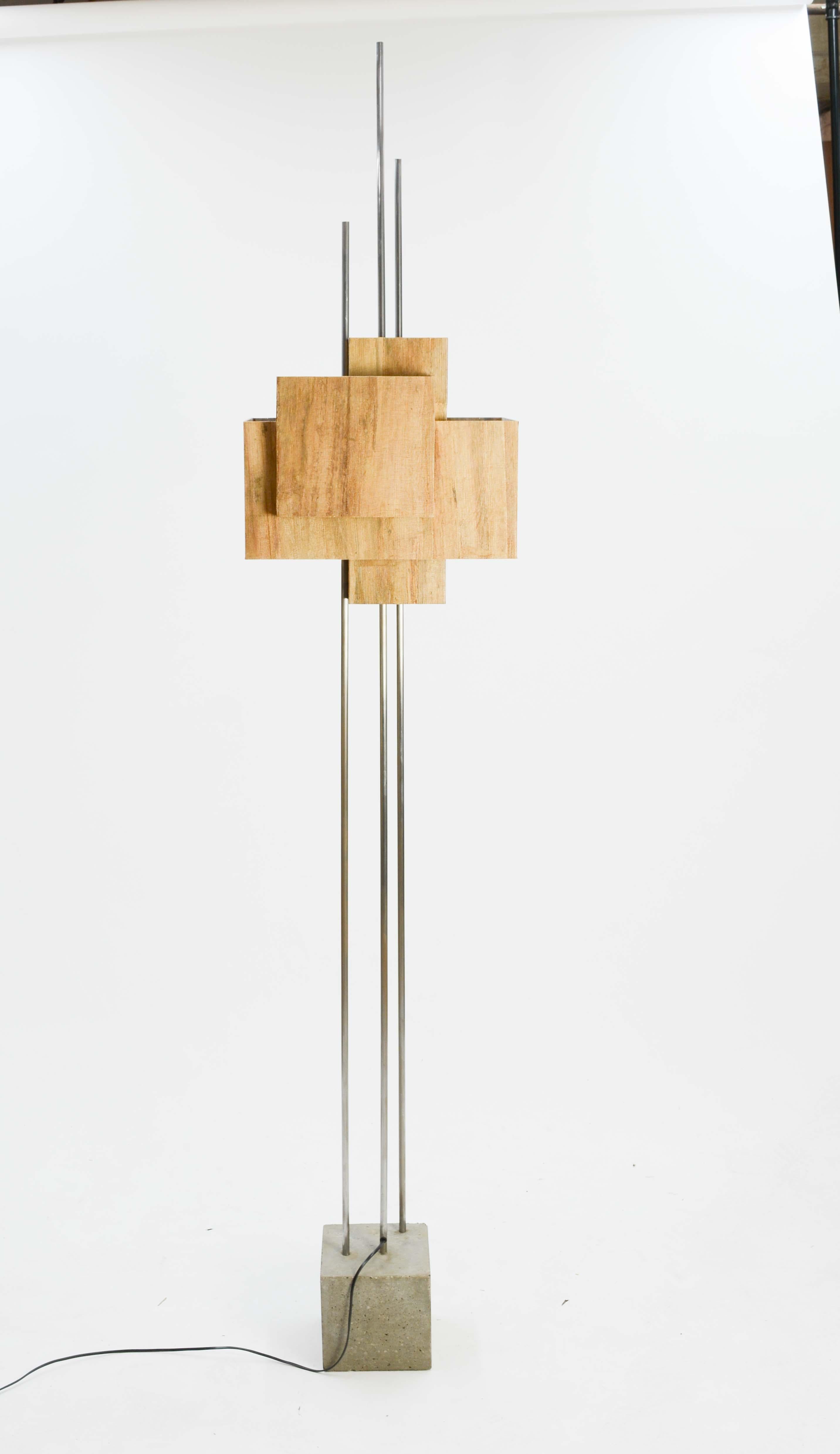American Frank Lloyd Wright Inspired Floor Lamp by Lighting Artisan Jamie Voilette For Sale