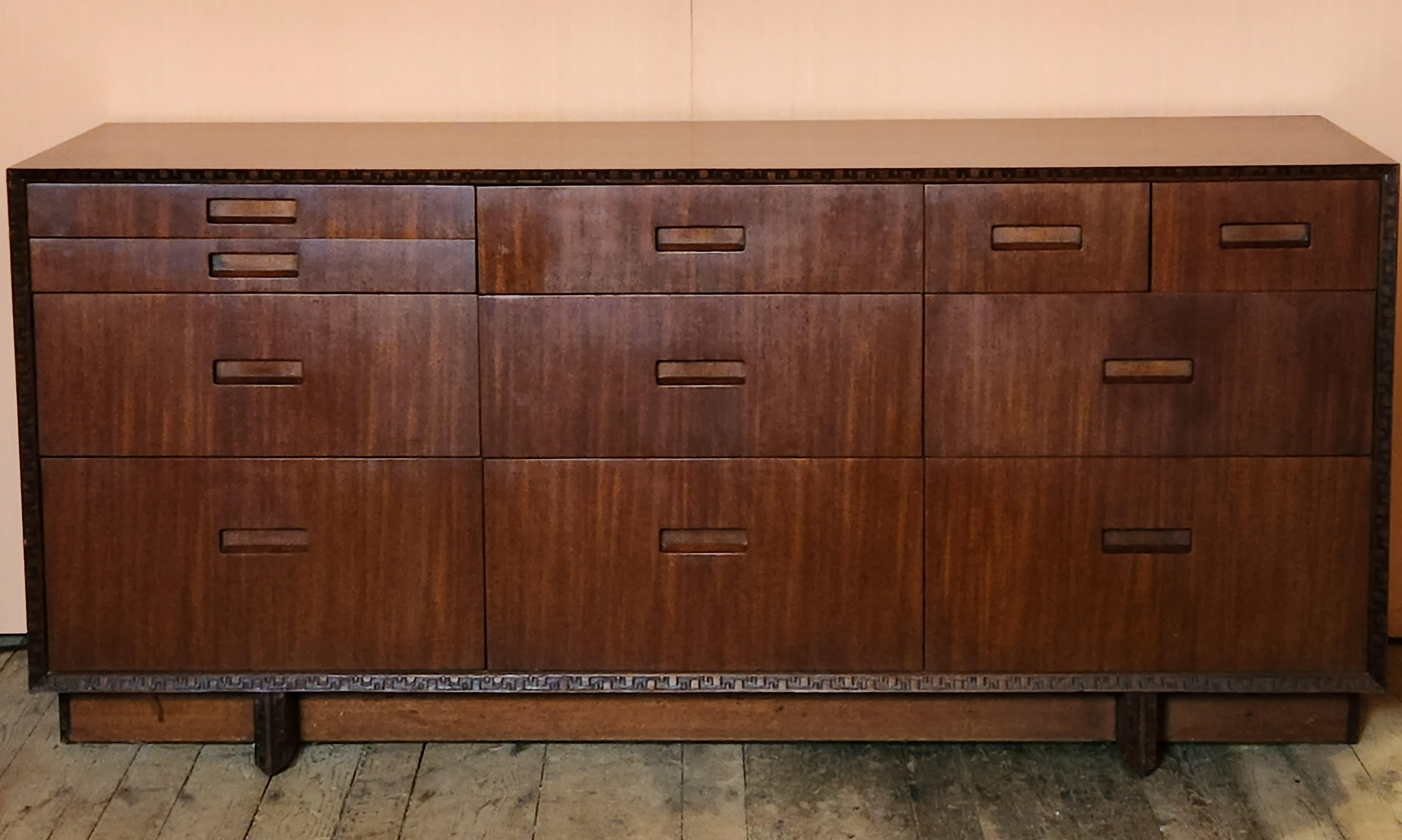 Frank Lloyd Wright Mahogany Dresser Sideboard Taliesin Heritage Henredon 1955 For Sale 4