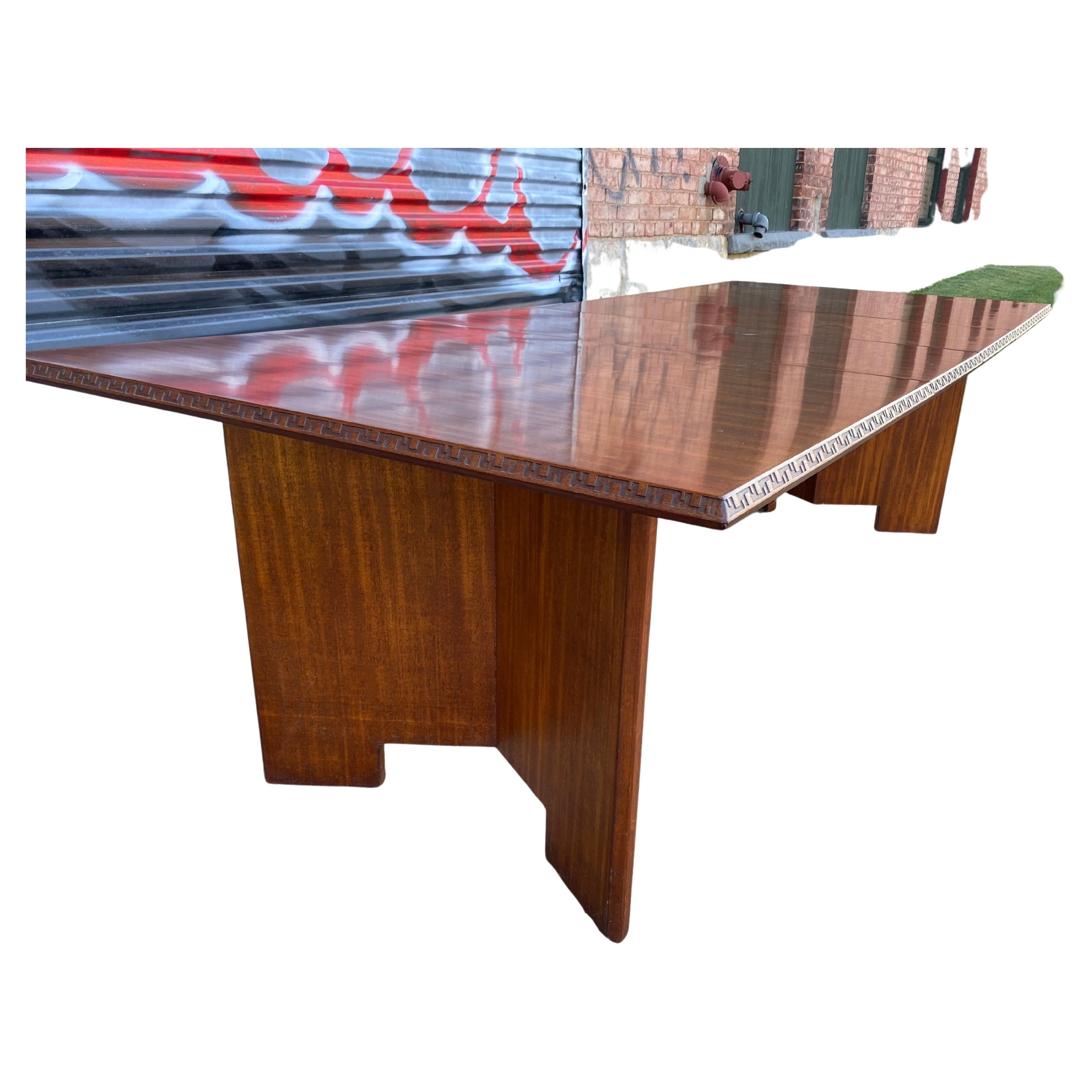 American Frank Lloyd Wright Mahogany Extension Dining Table, ,  For Sale