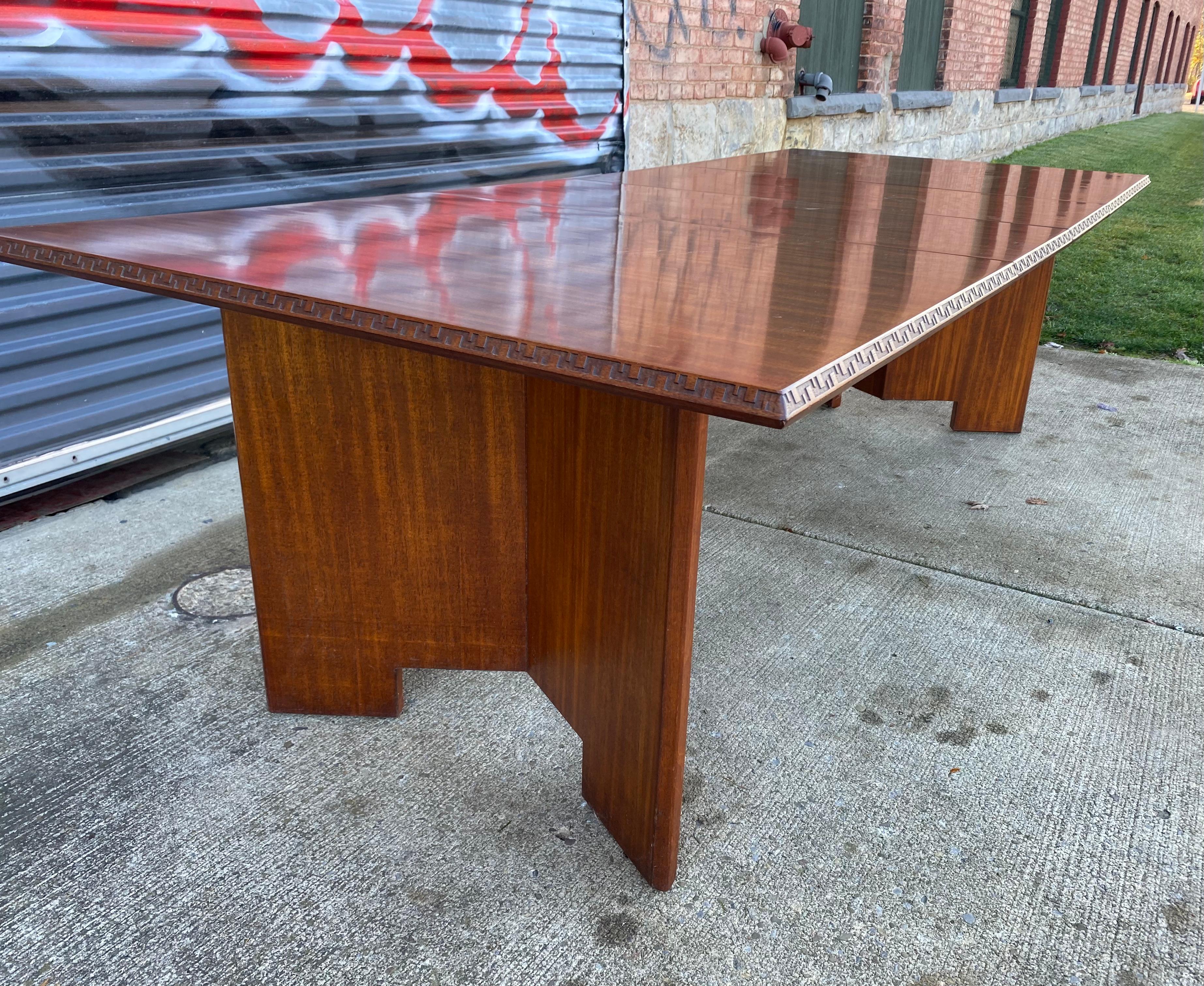 Mid-20th Century Frank Lloyd Wright Mahogany Extension Dining Table, ,  For Sale
