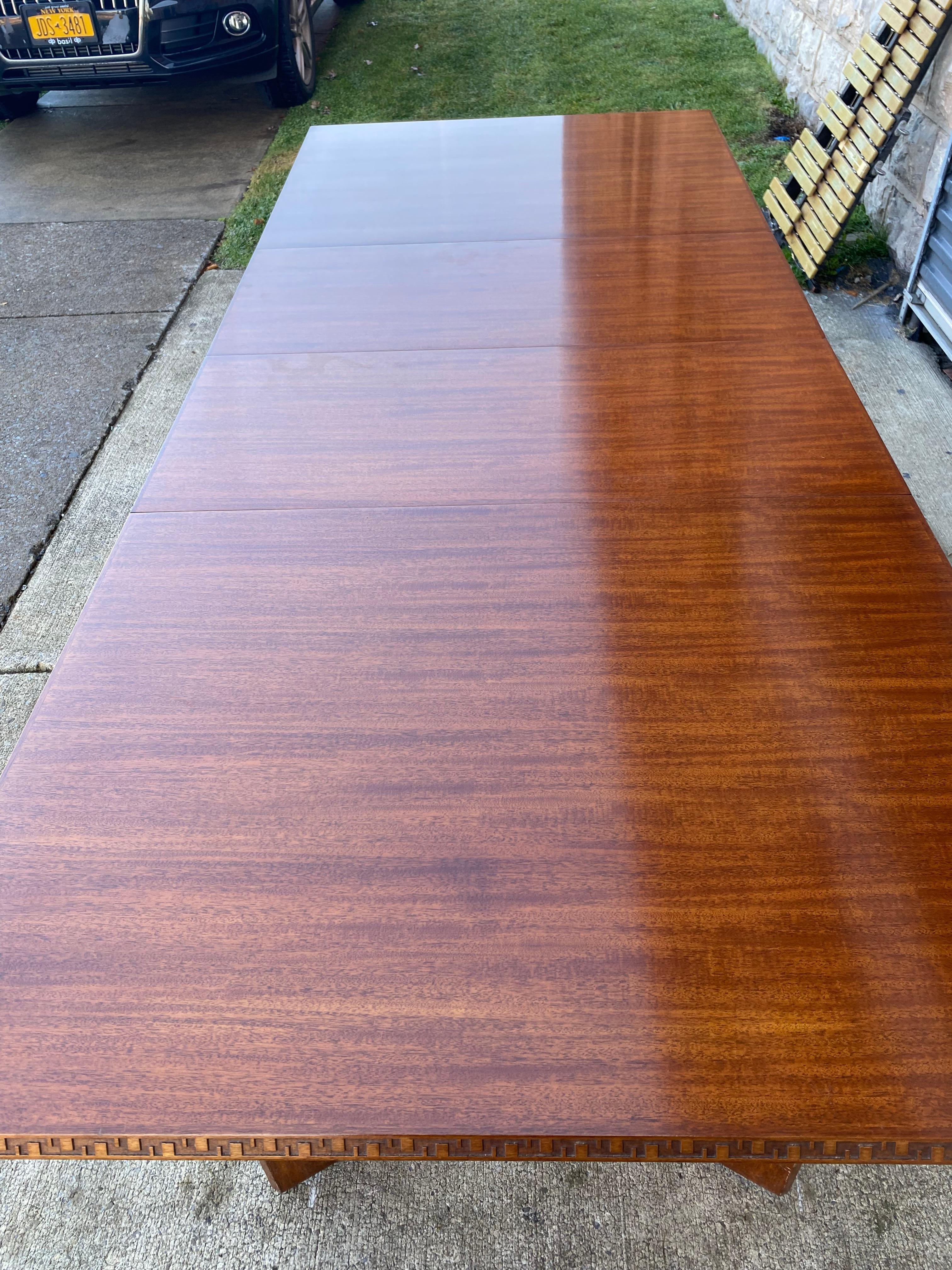 Frank Lloyd Wright Mahogany Extension Dining Table, ,  For Sale 1