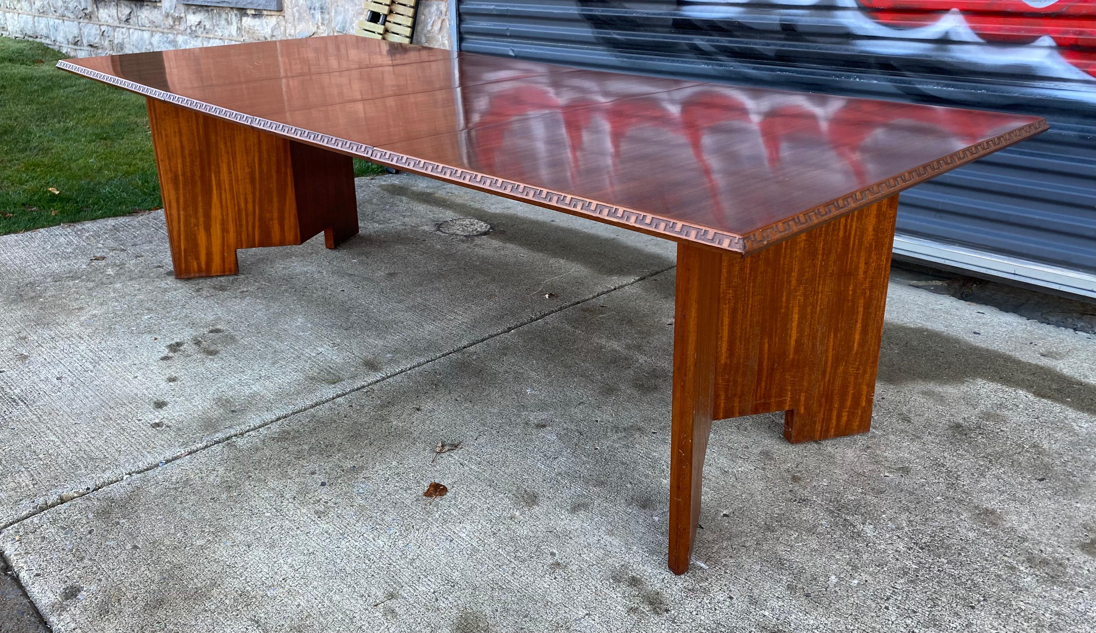 Frank Lloyd Wright Mahogany Extension Dining Table, ,  For Sale 2
