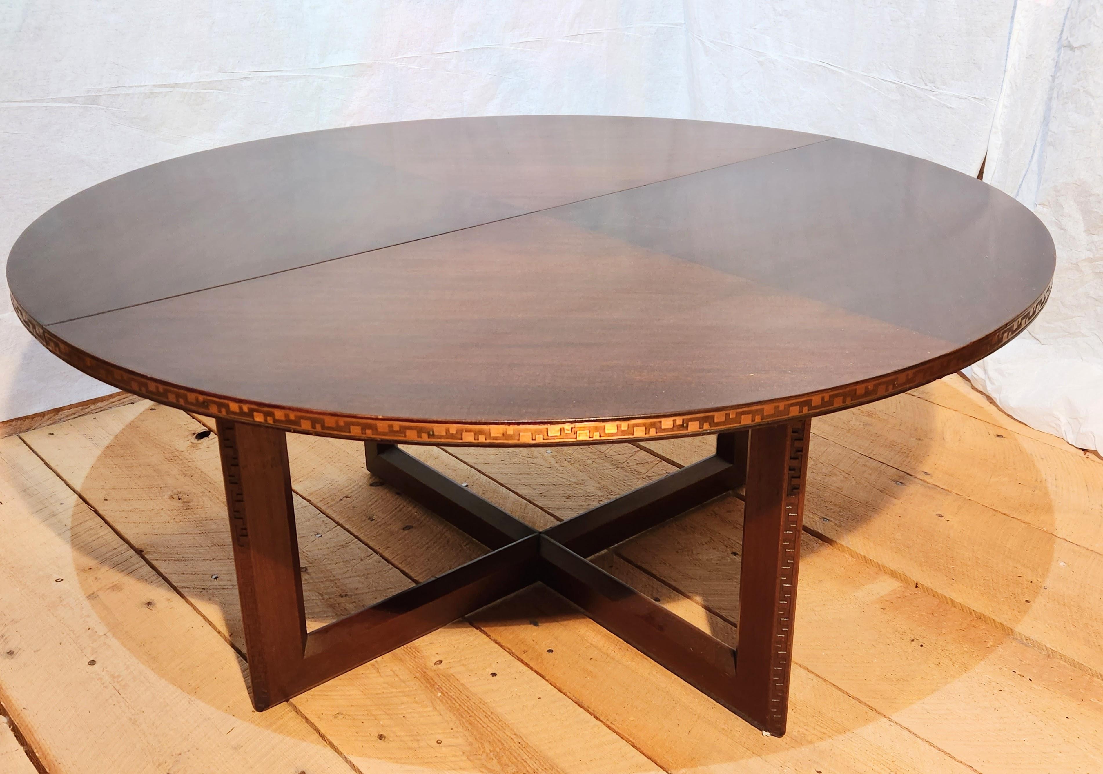Carved Frank Lloyd Wright Mahogany Game Table Risers Heritage Henredon Taliesin 1955