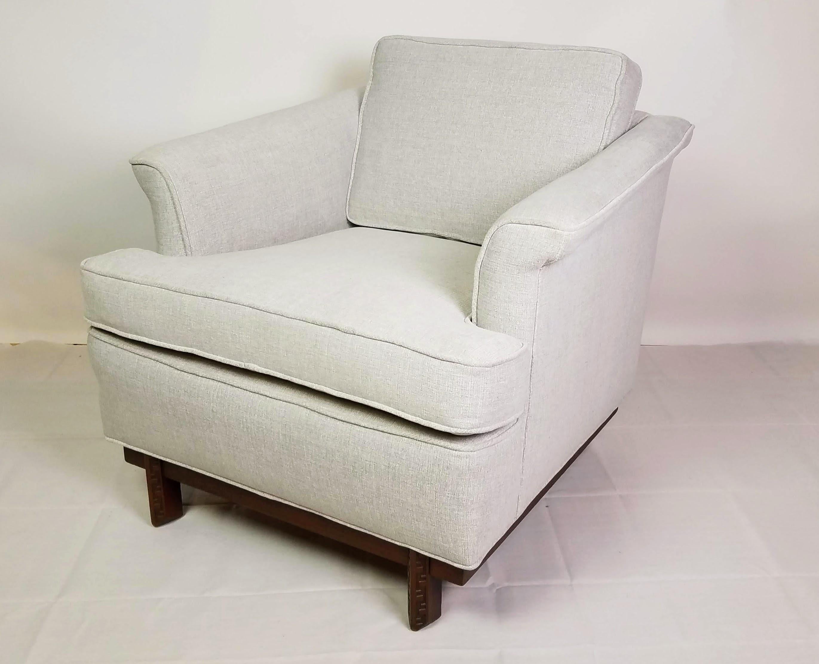 Mid-Century Modern Frank Lloyd Wright Mahogany Lounge Chair Heritage Henredon Taliesin Line 1955/56 For Sale