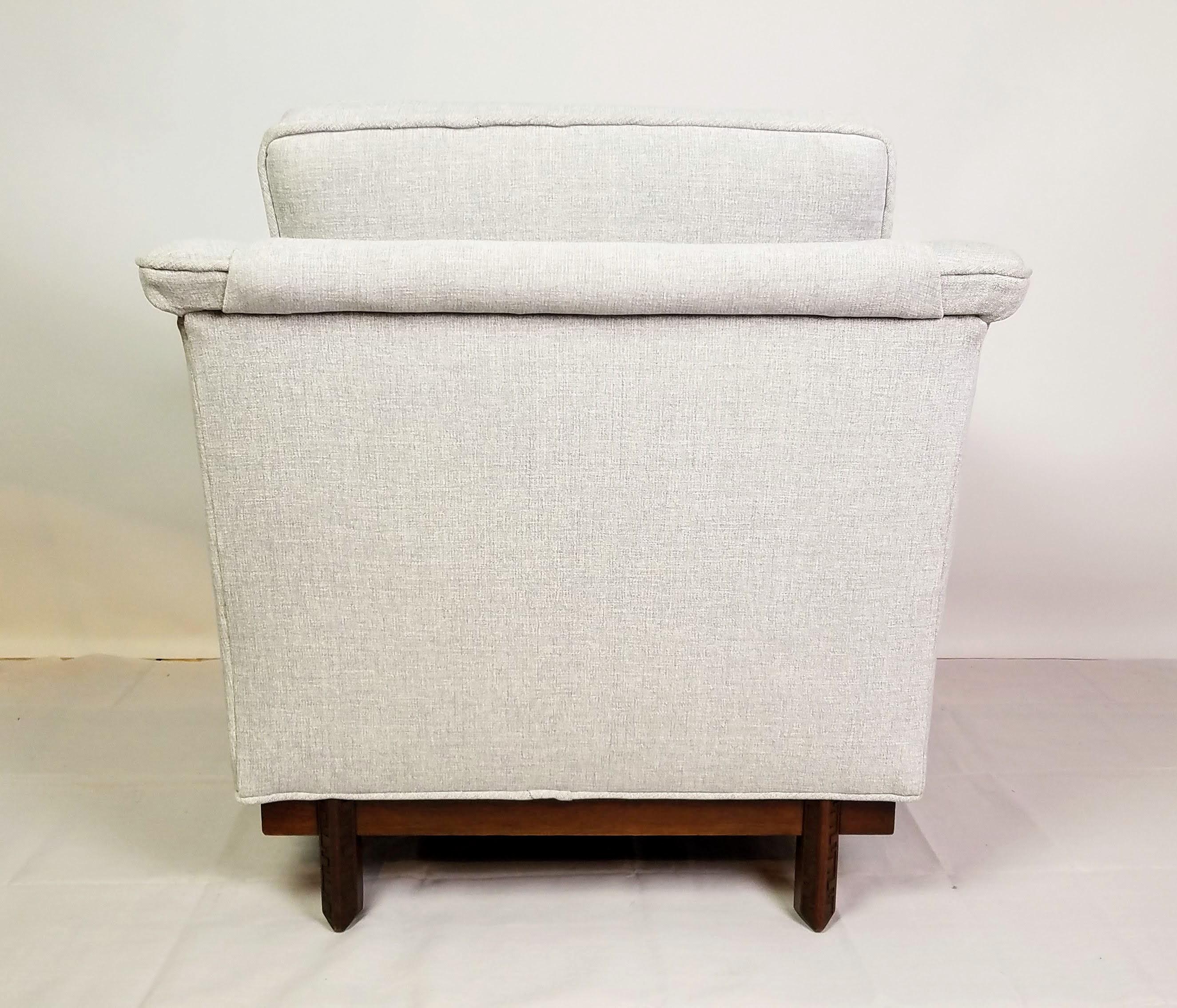 Linen Frank Lloyd Wright Mahogany Lounge Chair Heritage Henredon Taliesin Line 1955/56 For Sale