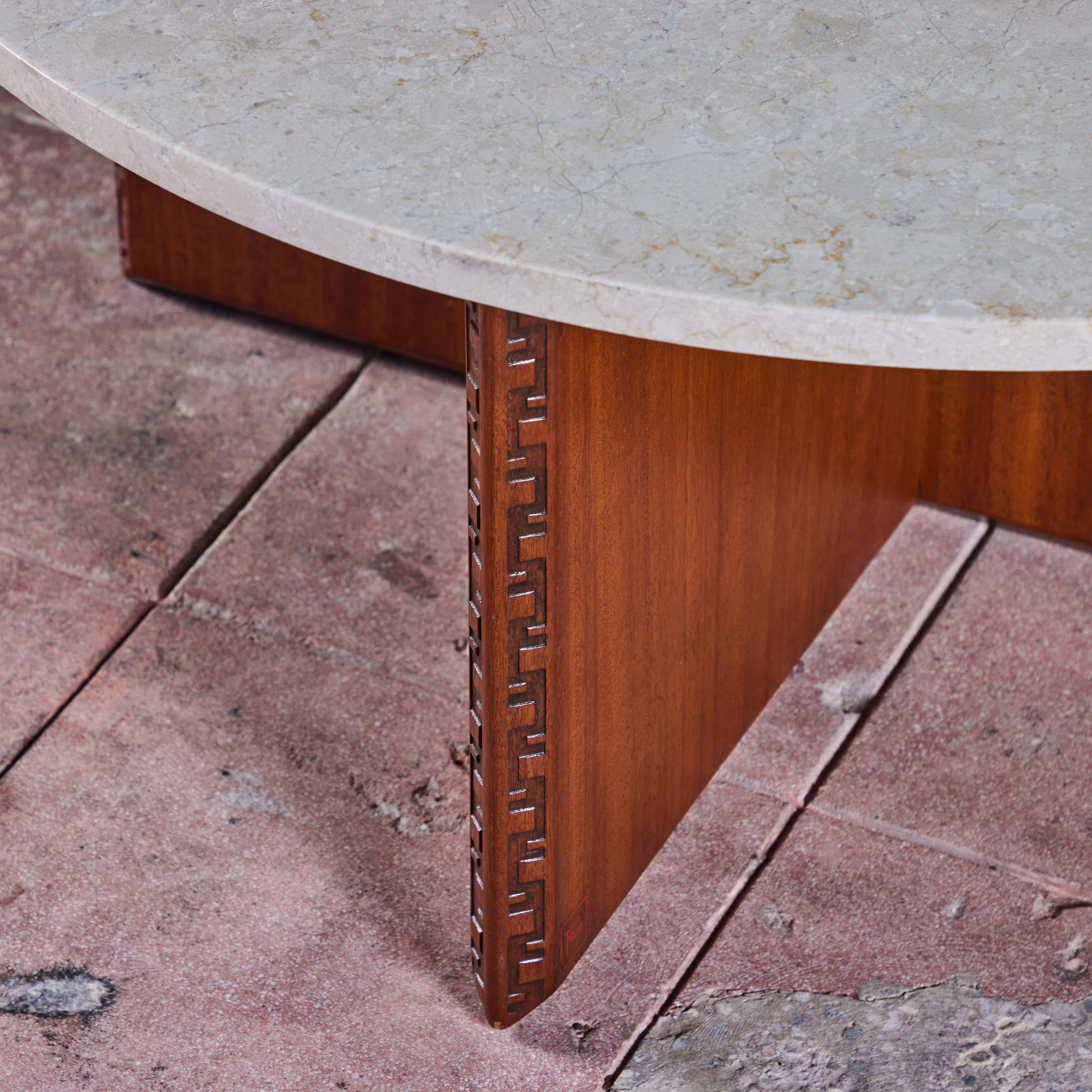Frank Lloyd Wright Marble Top “Taliesin” Coffee Table for Heritage-Henredon 6