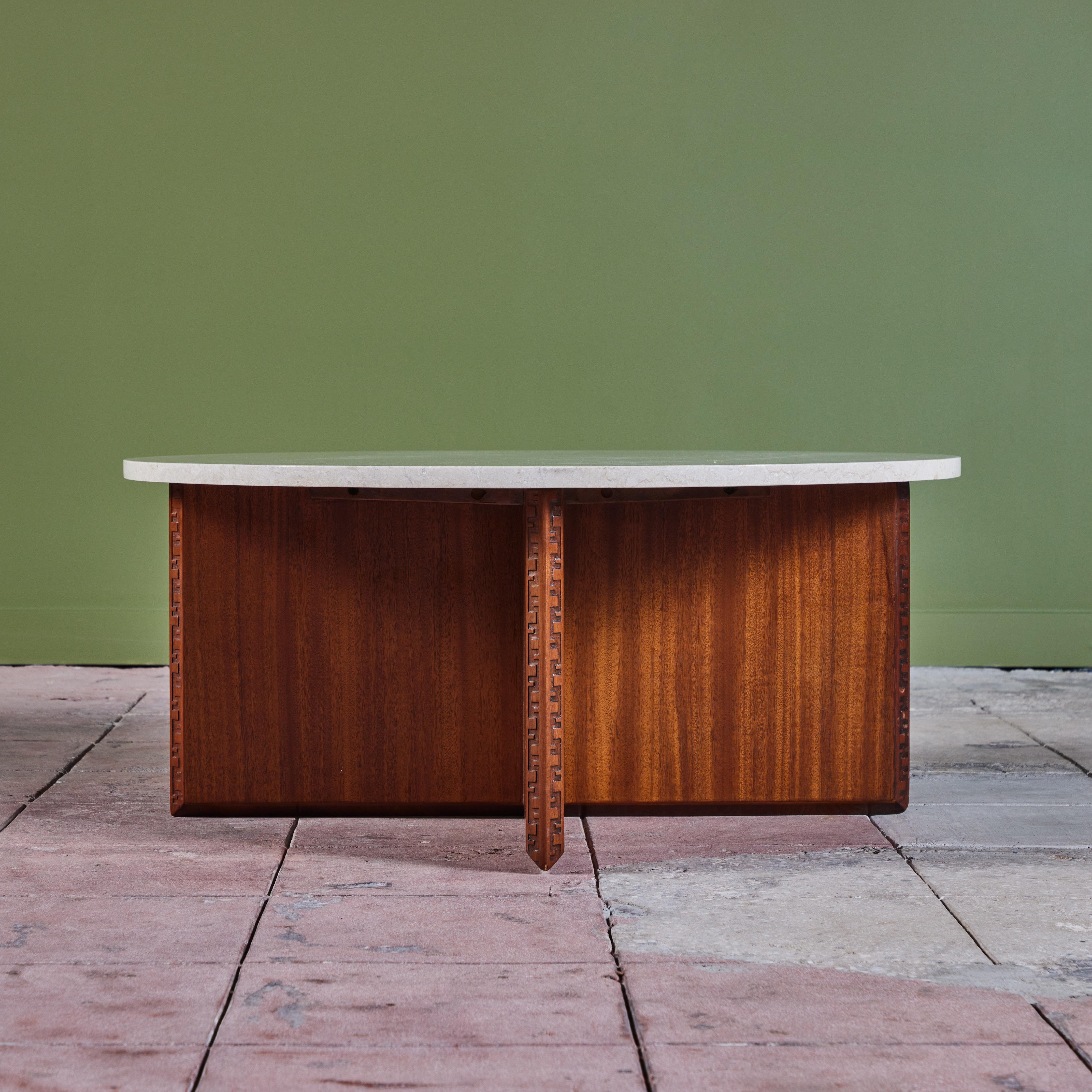 American Frank Lloyd Wright Marble Top “Taliesin” Coffee Table for Heritage-Henredon