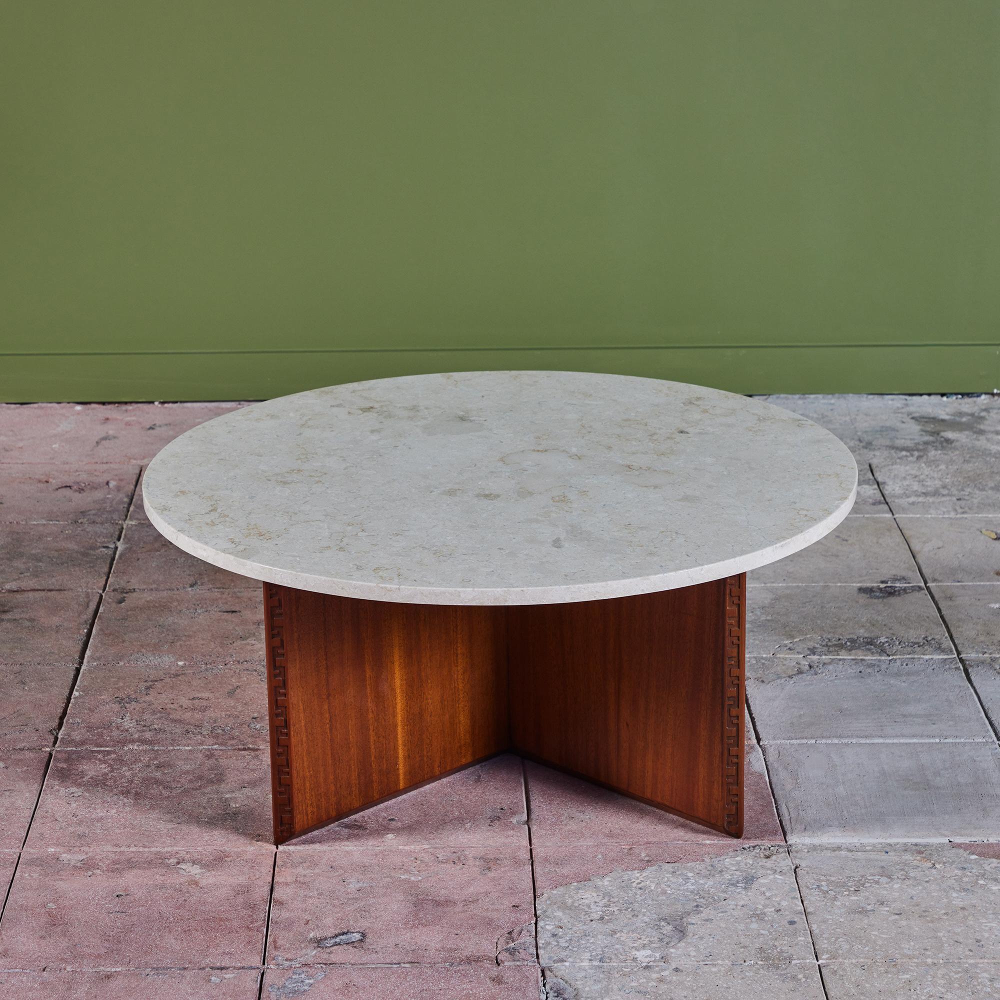 Frank Lloyd Wright Marble Top “Taliesin” Coffee Table for Heritage-Henredon In Excellent Condition In Los Angeles, CA