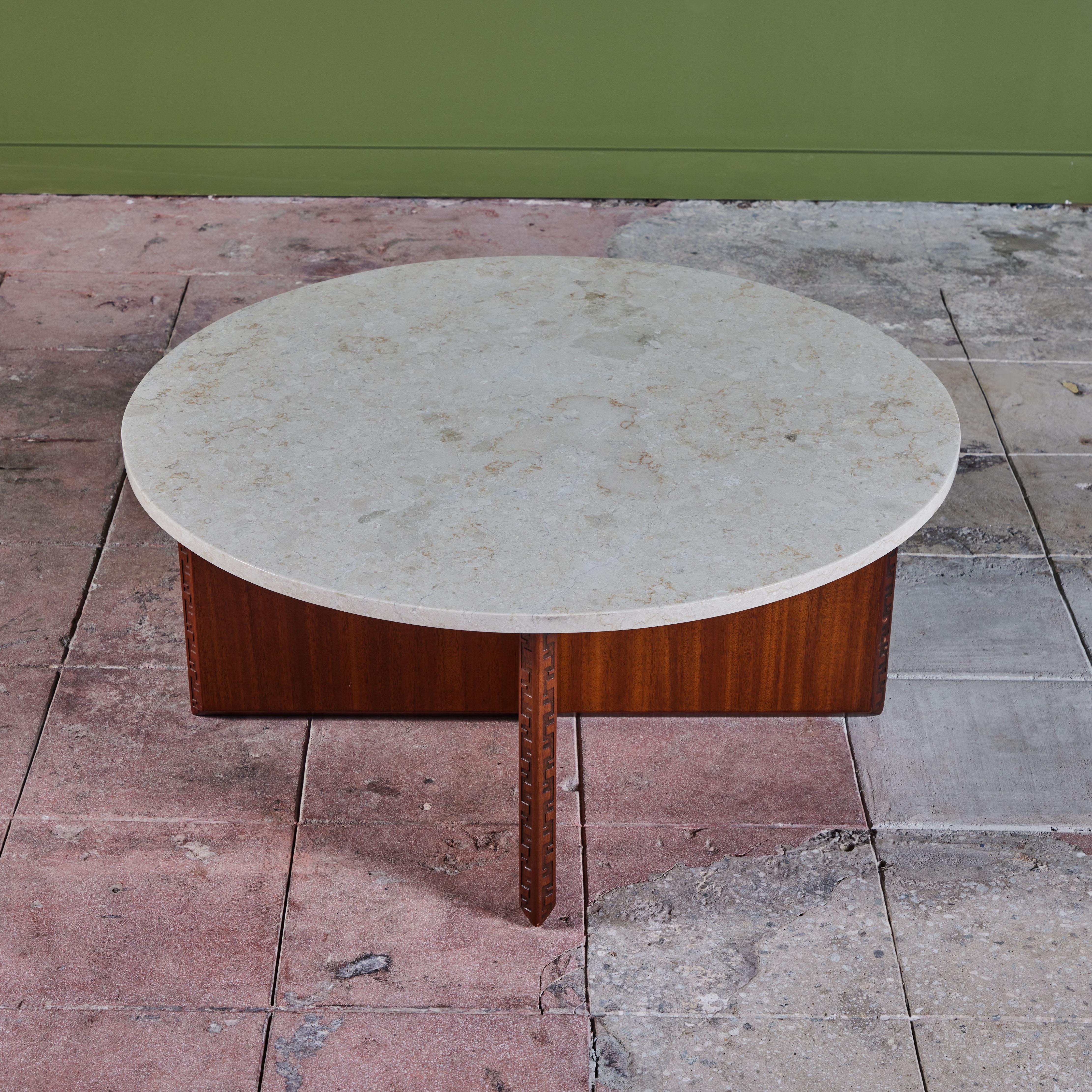 Mahogany Frank Lloyd Wright Marble Top “Taliesin” Coffee Table for Heritage-Henredon