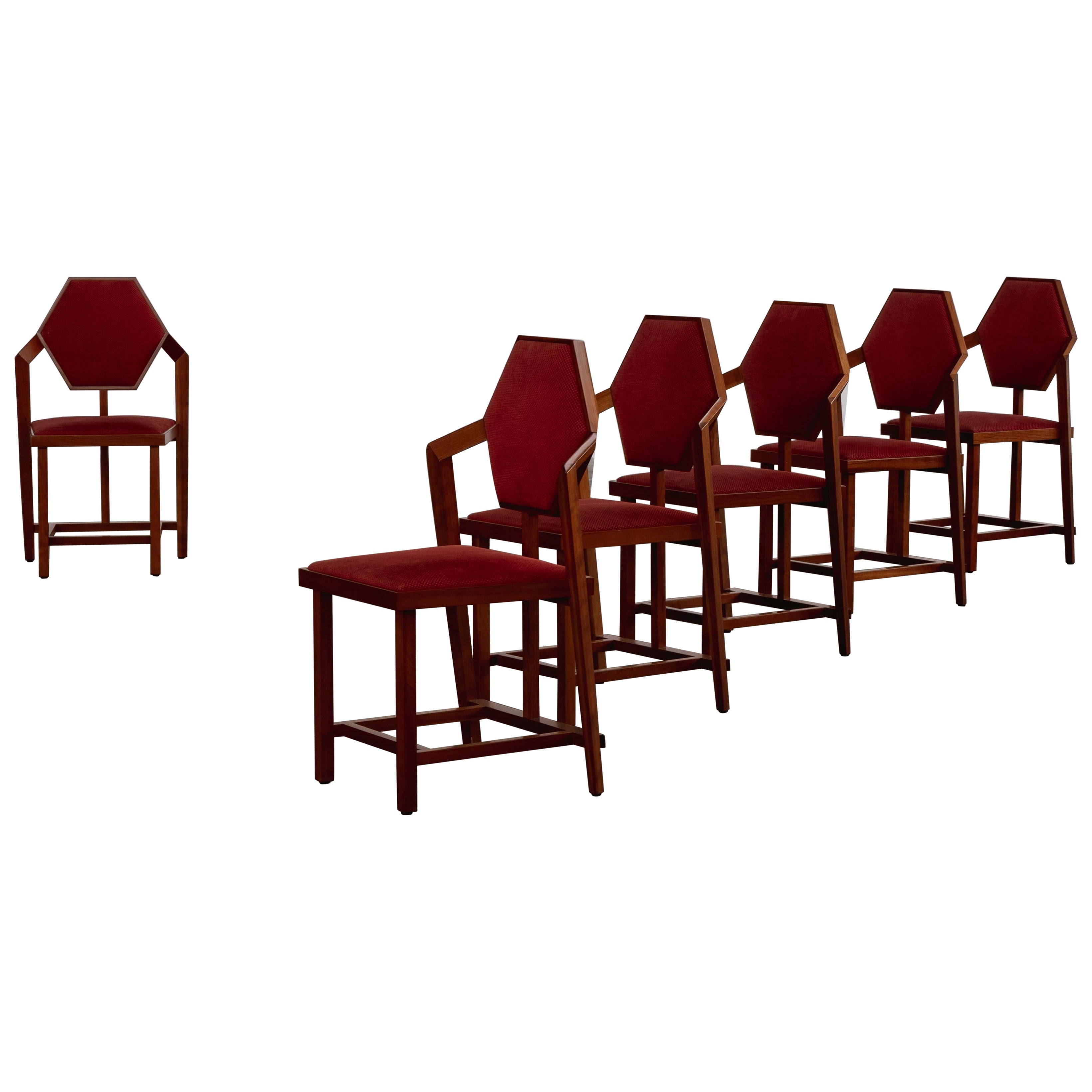 Frank Lloyd Wright "Midway 1" Dining Chairs for Cassina, 1980s, Set of 6
