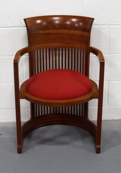 Frank Lloyd Wright for Cassina Prairie Mission Style Cherry Barrel Chair