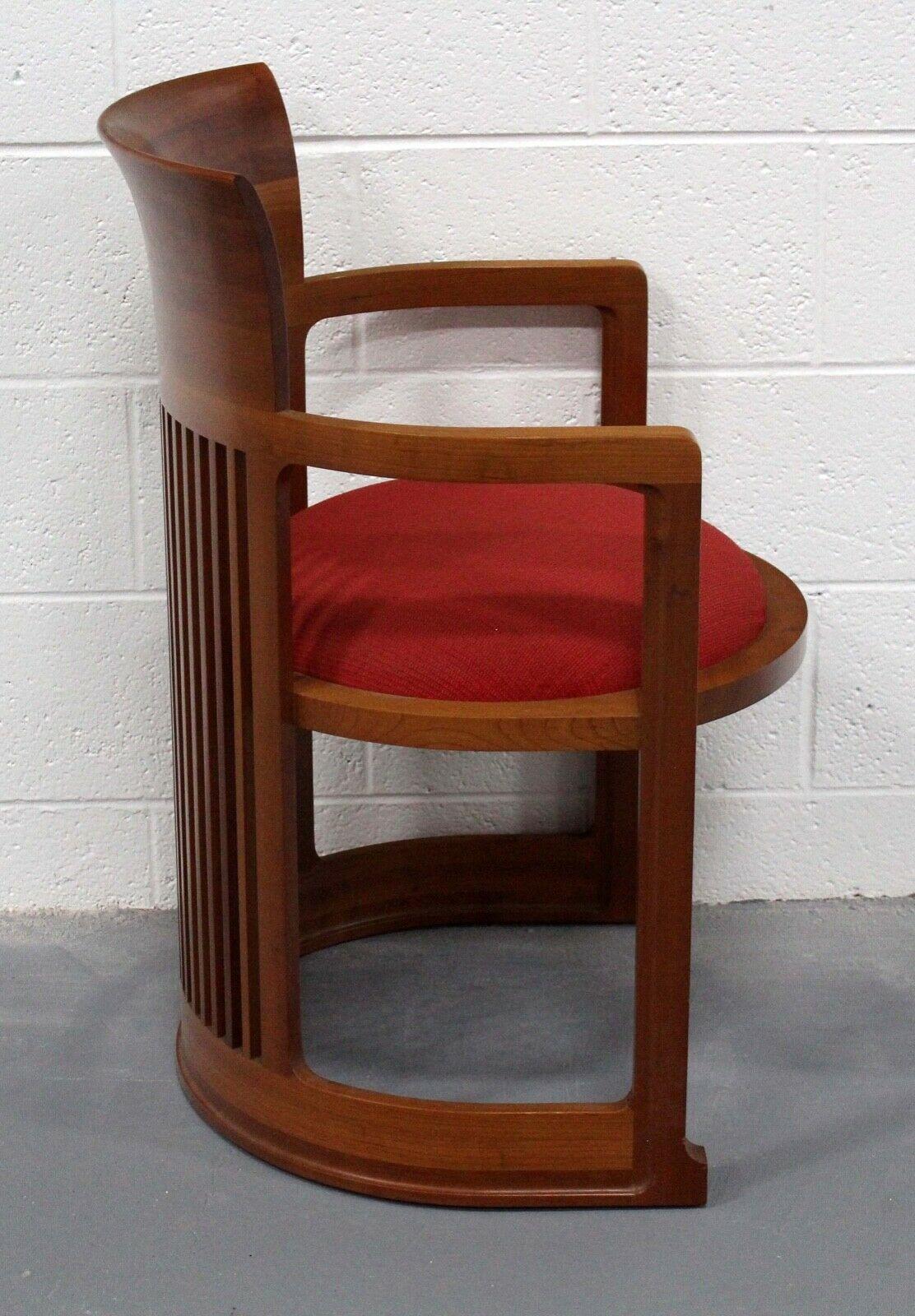 20th Century Frank Lloyd Wright for Cassina Prairie Mission Style Cherry Barrel Chair