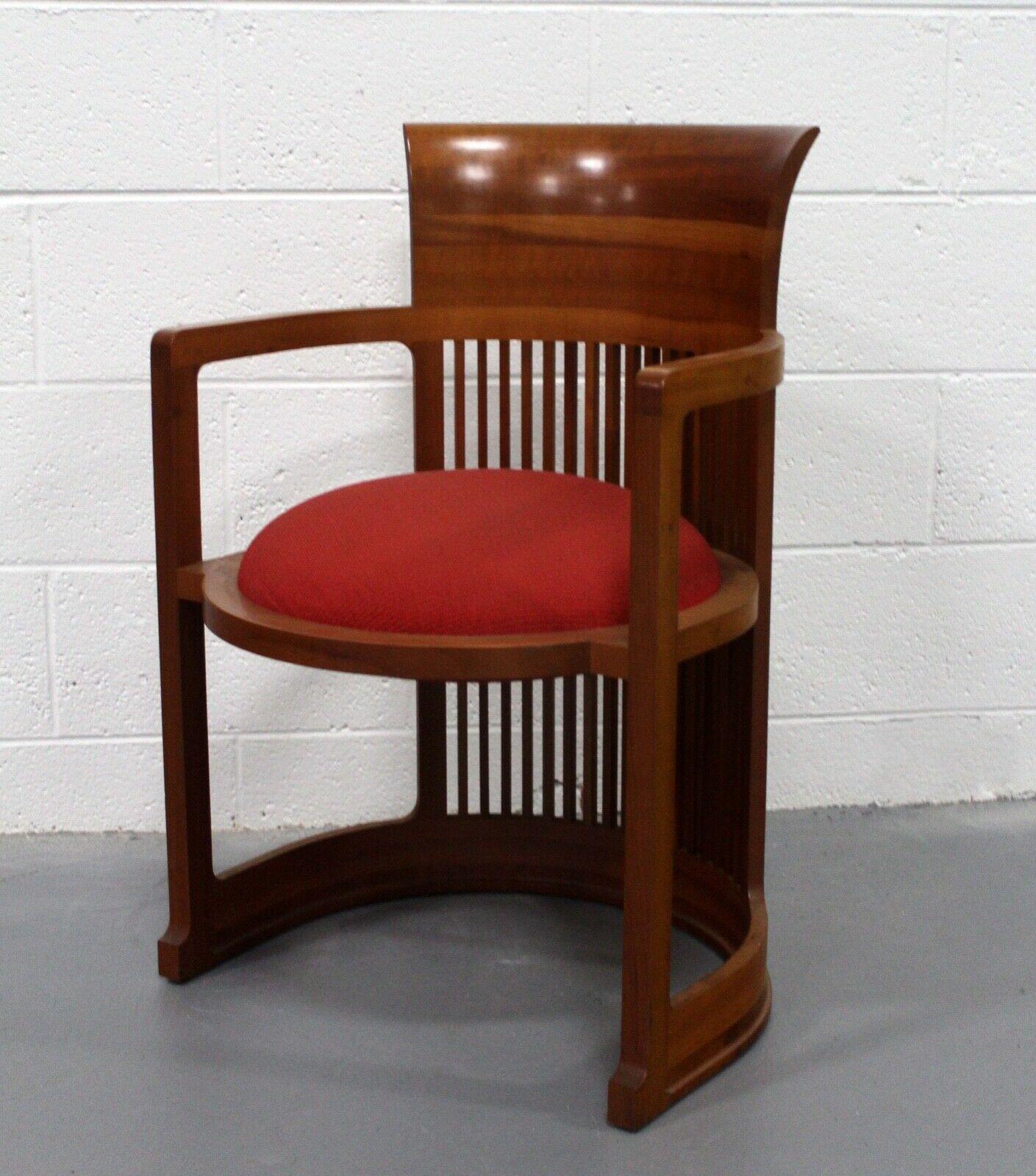Frank Lloyd Wright for Cassina Prairie Mission Style Cherry Barrel Chair 2
