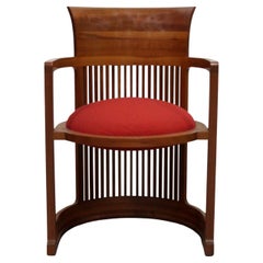 Frank Lloyd Wright for Cassina Prairie Mission Style Cherry Barrel Chair