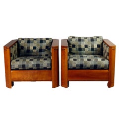 Frank Lloyd Wright Prairie School Arts & Crafts Style Cherry Cube Chairs