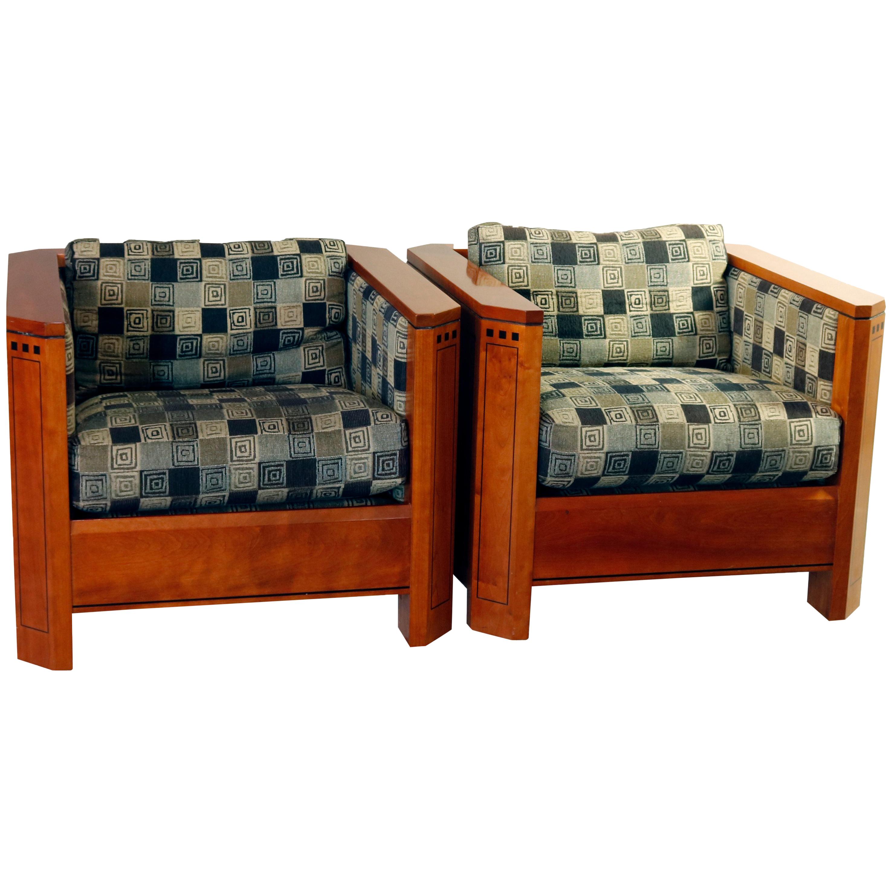 Frank Lloyd Wright Prairie School Arts & Crafts Style Cherry Cube Chairs