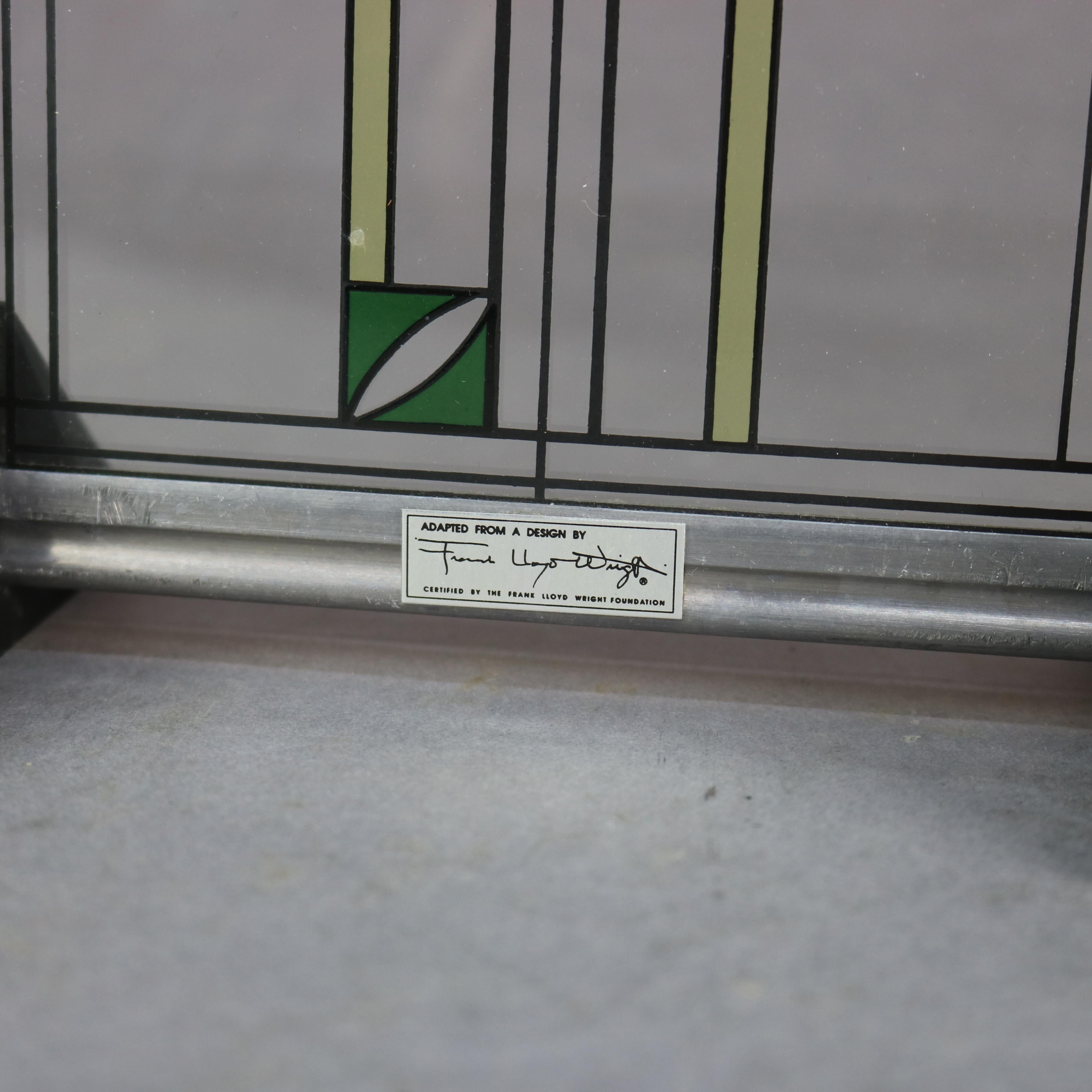 American Frank Lloyd Wright Prairie School Enameled Glass Panel, 20th C