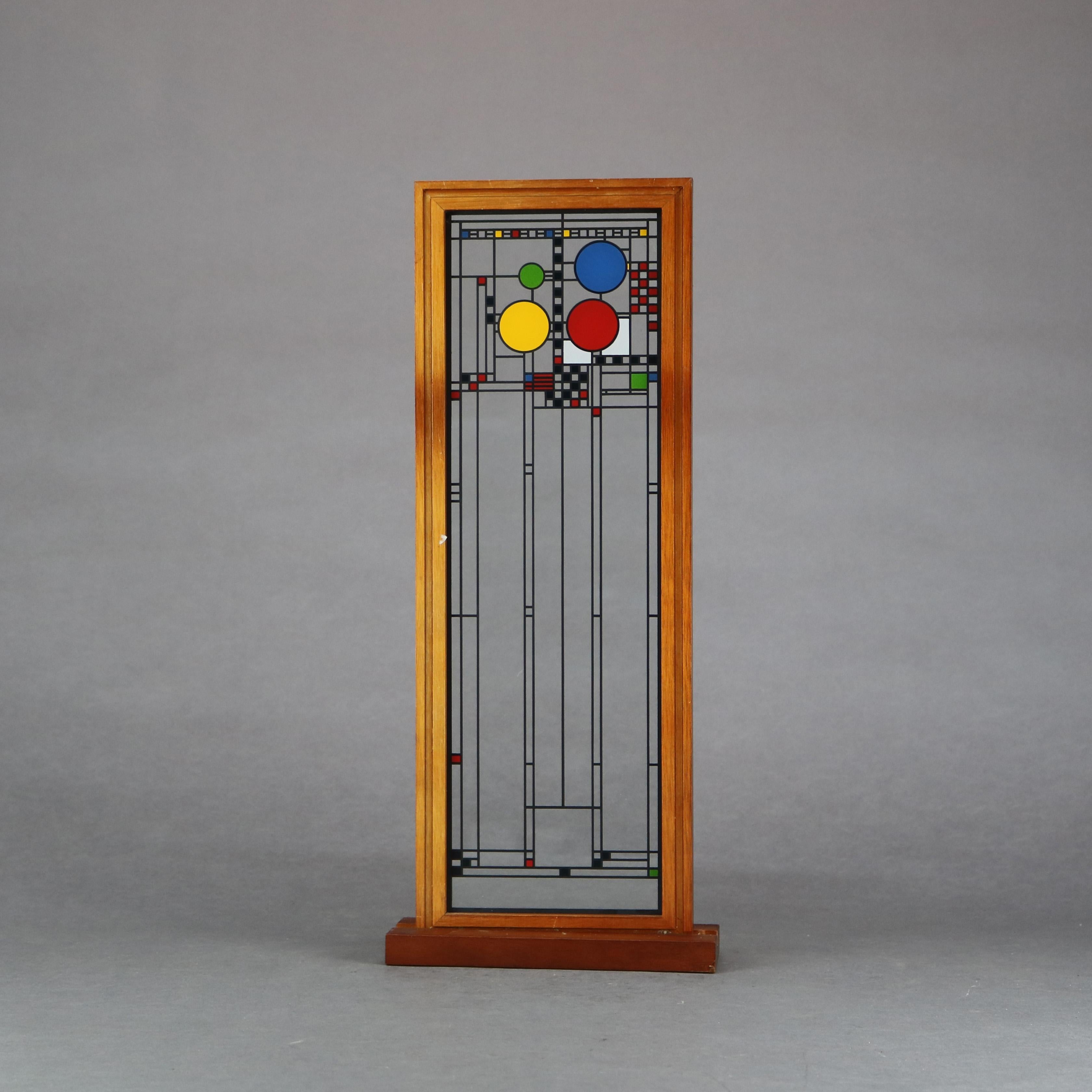 Wood Frank Lloyd Wright Prairie School Enameled Glass Panel, MMA, 20th C