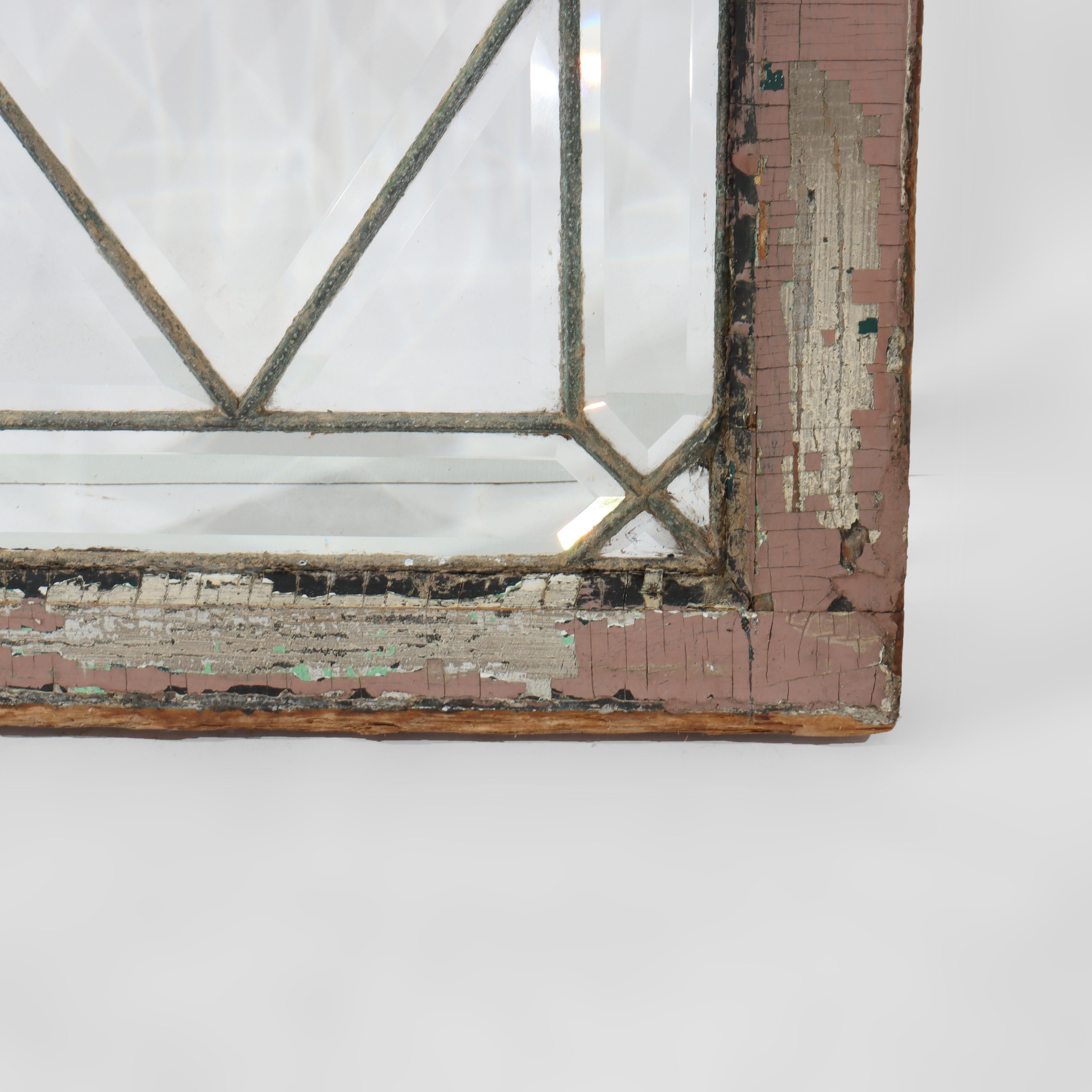 Antique Frank Lloyd Wright School Architectural Beveled Leaded Glass Window C1920

Measures - 52