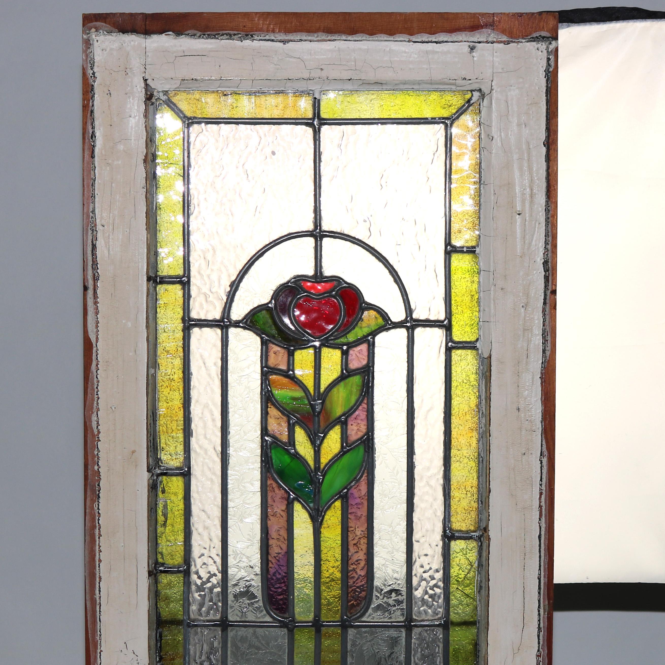 Frank Lloyd Wright School Arts and Crafts Stained Glass Window C1920

Measures- 57
