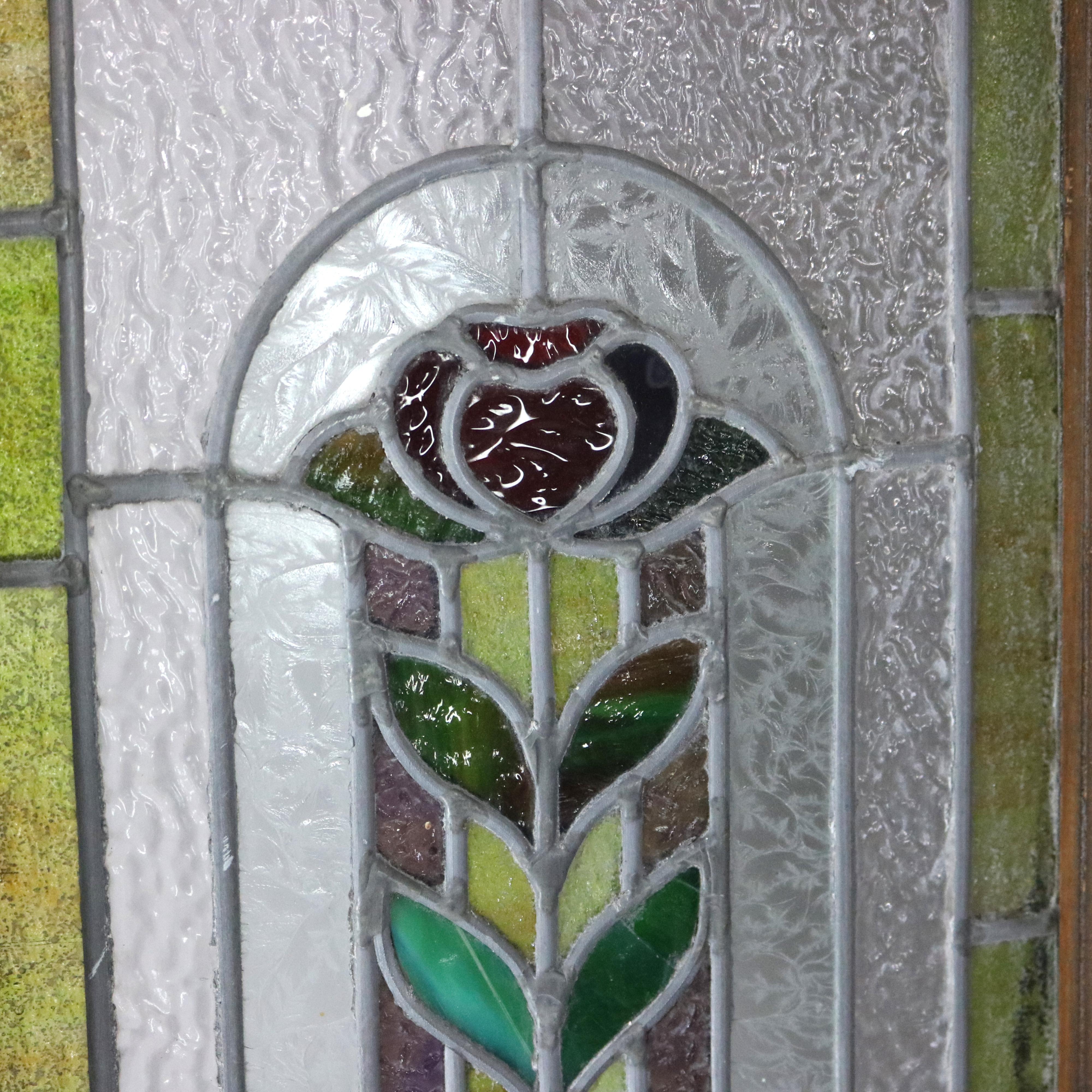 Frank Lloyd Wright School Arts and Crafts Stained Glass Window C1920 In Good Condition In Big Flats, NY