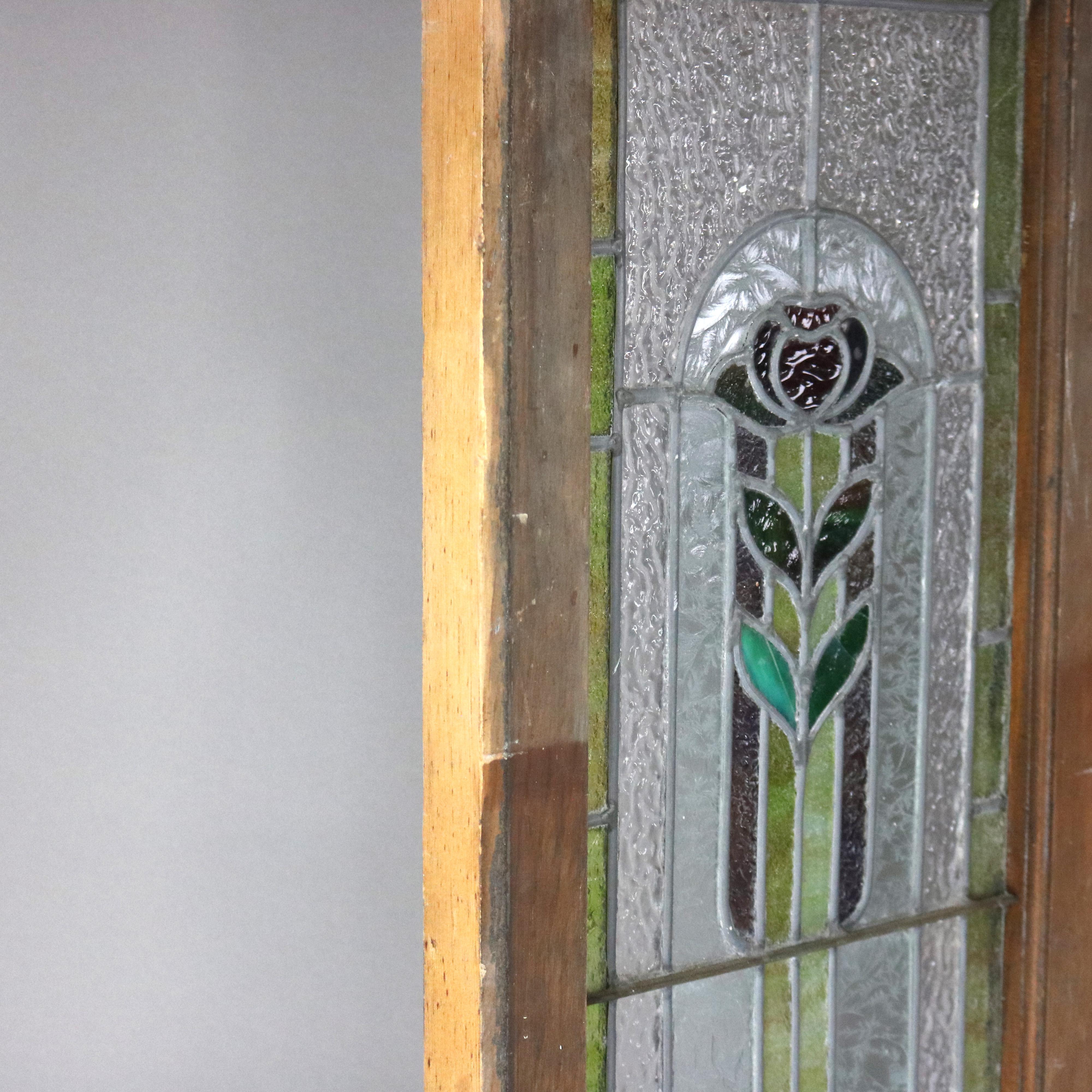 Frank Lloyd Wright School Arts and Crafts Stained Glass Window C1920 1