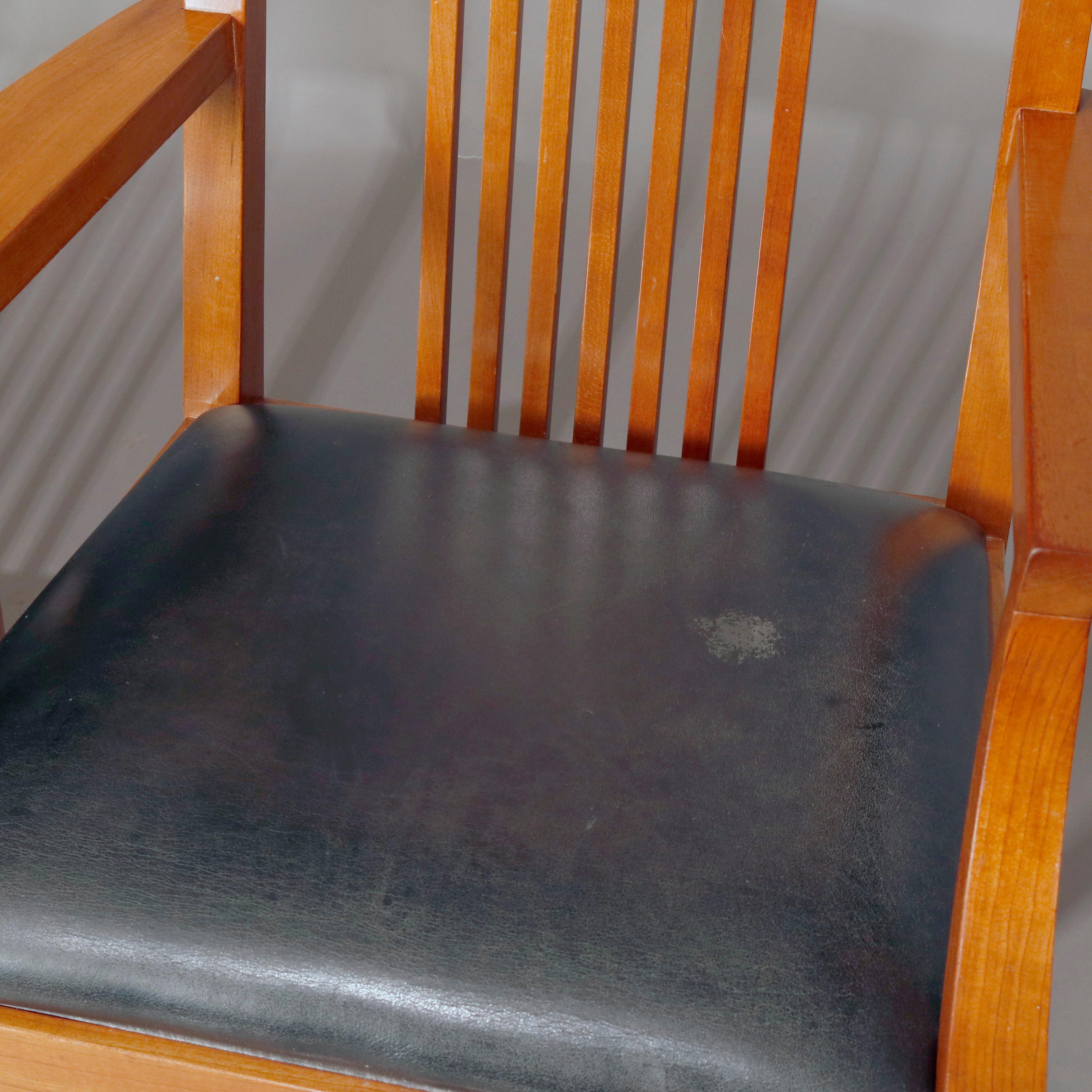 Frank Lloyd Wright School Arts & Crafts Style Cherry Dining Chairs by Stickley 3