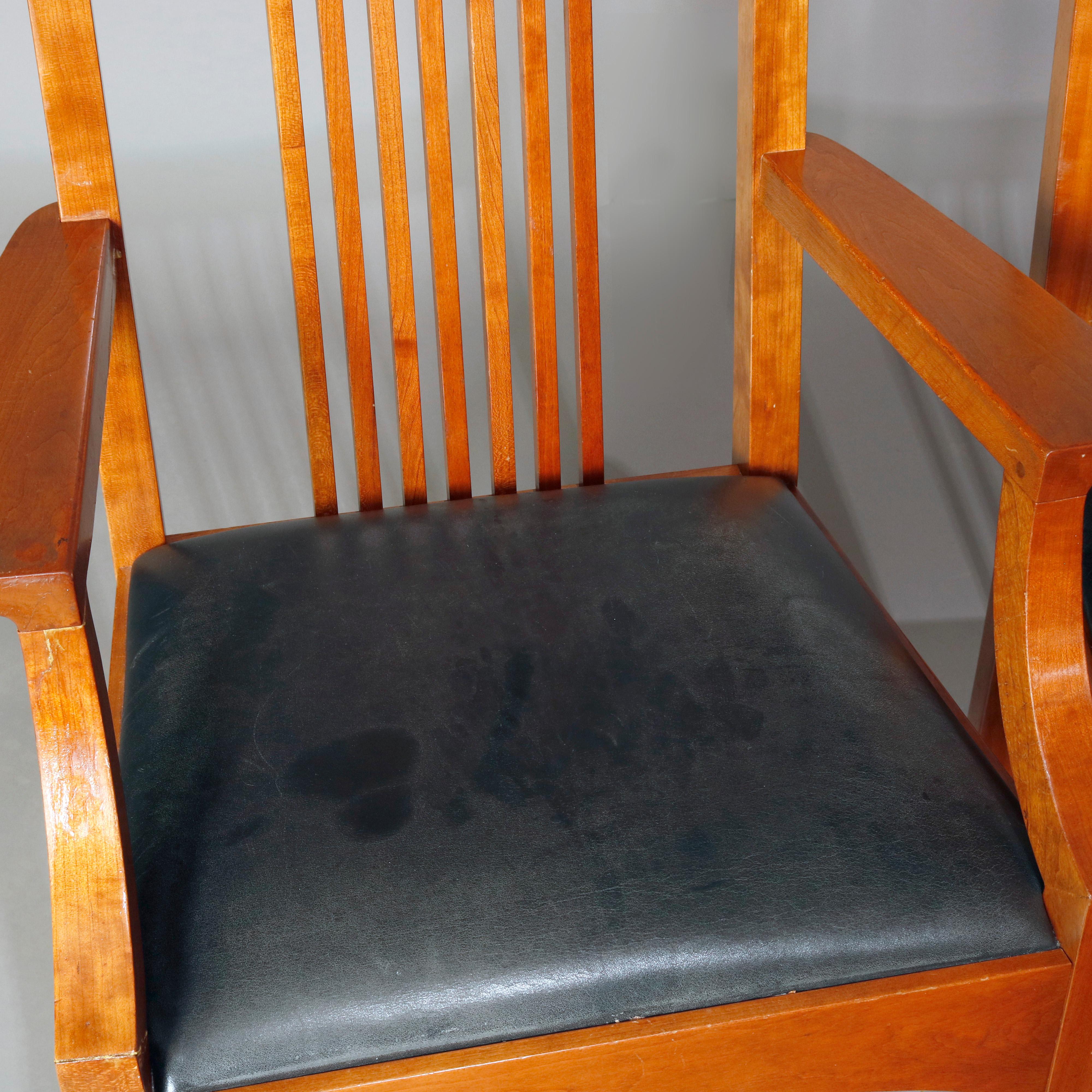 Frank Lloyd Wright School Arts & Crafts Style Cherry Dining Chairs by Stickley 4
