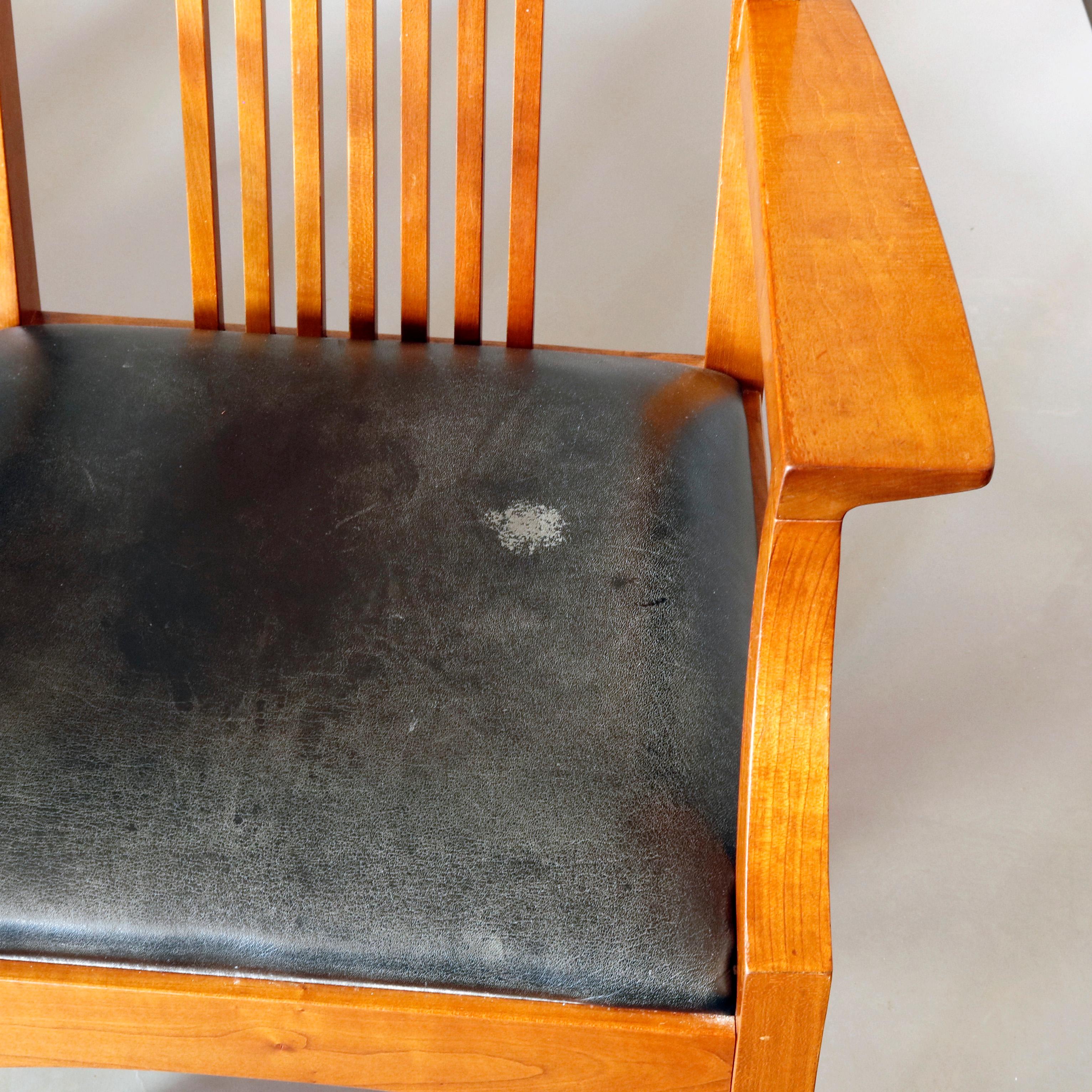 Frank Lloyd Wright School Arts & Crafts Style Cherry Dining Chairs by Stickley 2
