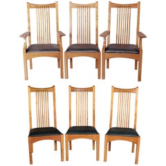 Vintage Frank Lloyd Wright School Arts & Crafts Style Cherry Dining Chairs by Stickley