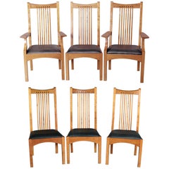 Frank Lloyd Wright School Arts & Crafts Style Cherry Dining Chairs by Stickley