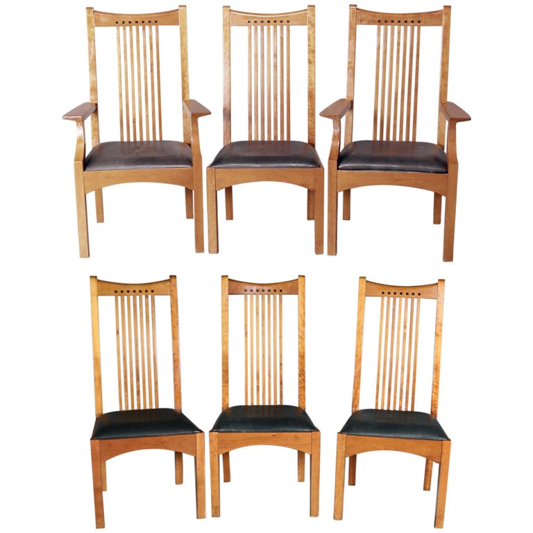 Frank Lloyd Wright School Arts and Crafts Style Cherry Dining Chairs by ...