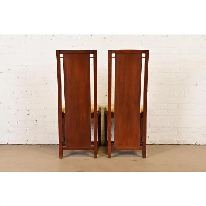 Frank Lloyd Wright Sculpted Mahogany Side Chairs or Dining Chairs, Pair For Sale 3