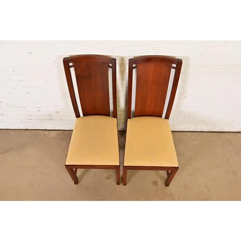Contemporary Frank Lloyd Wright Sculpted Mahogany Side Chairs or Dining Chairs, Pair For Sale