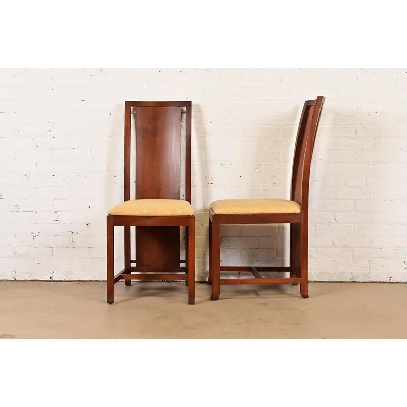 Frank Lloyd Wright Sculpted Mahogany Side Chairs or Dining Chairs, Pair For Sale 2