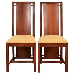 Frank Lloyd Wright Sculpted Mahogany Side Chairs or Dining Chairs, Pair Frank Lloyd Wright Sculpted Mahogany Side Chairs or Dining Chairs, Pair