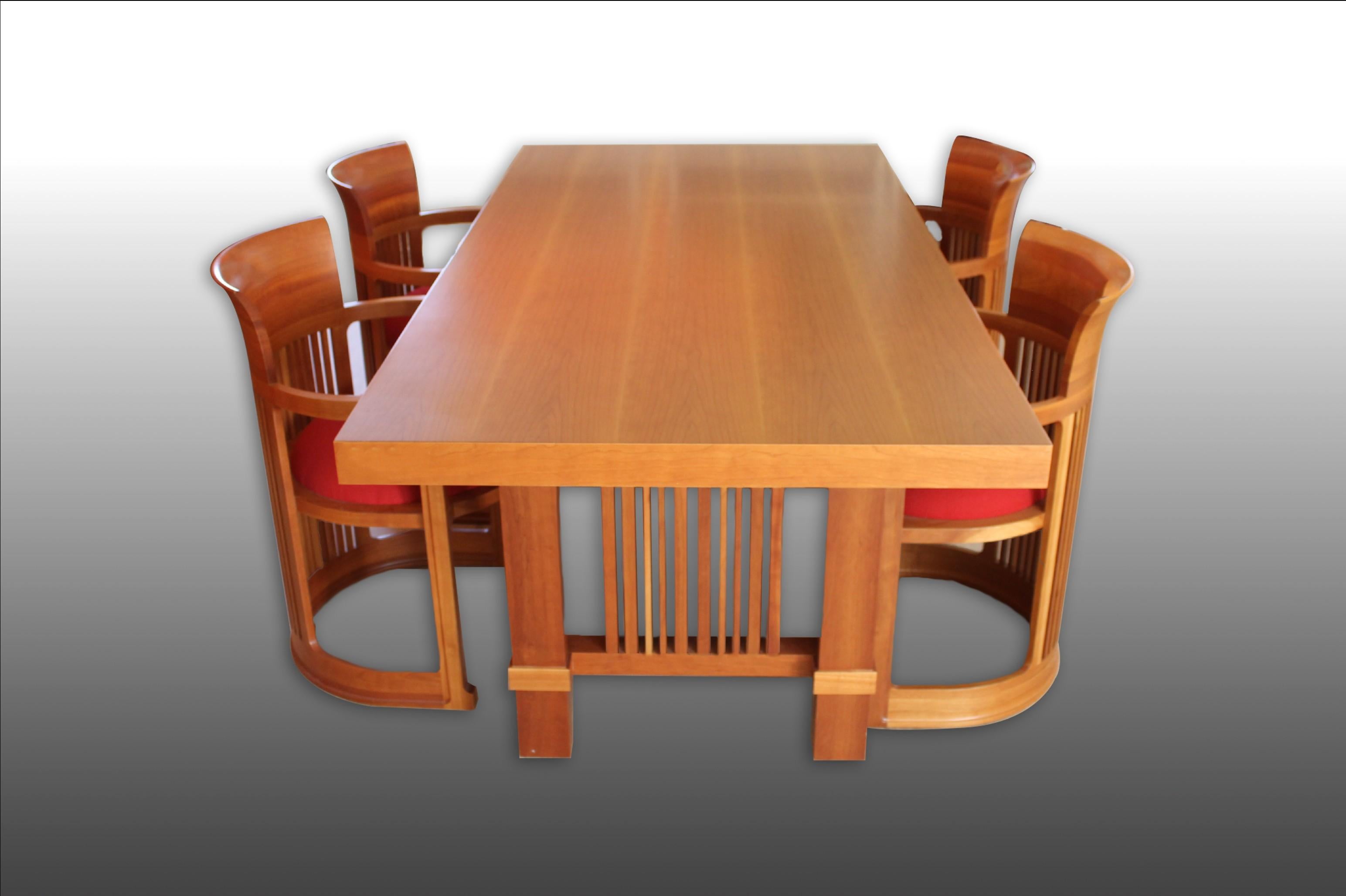 Bois Frank Lloyd Wright set table chairs en vente