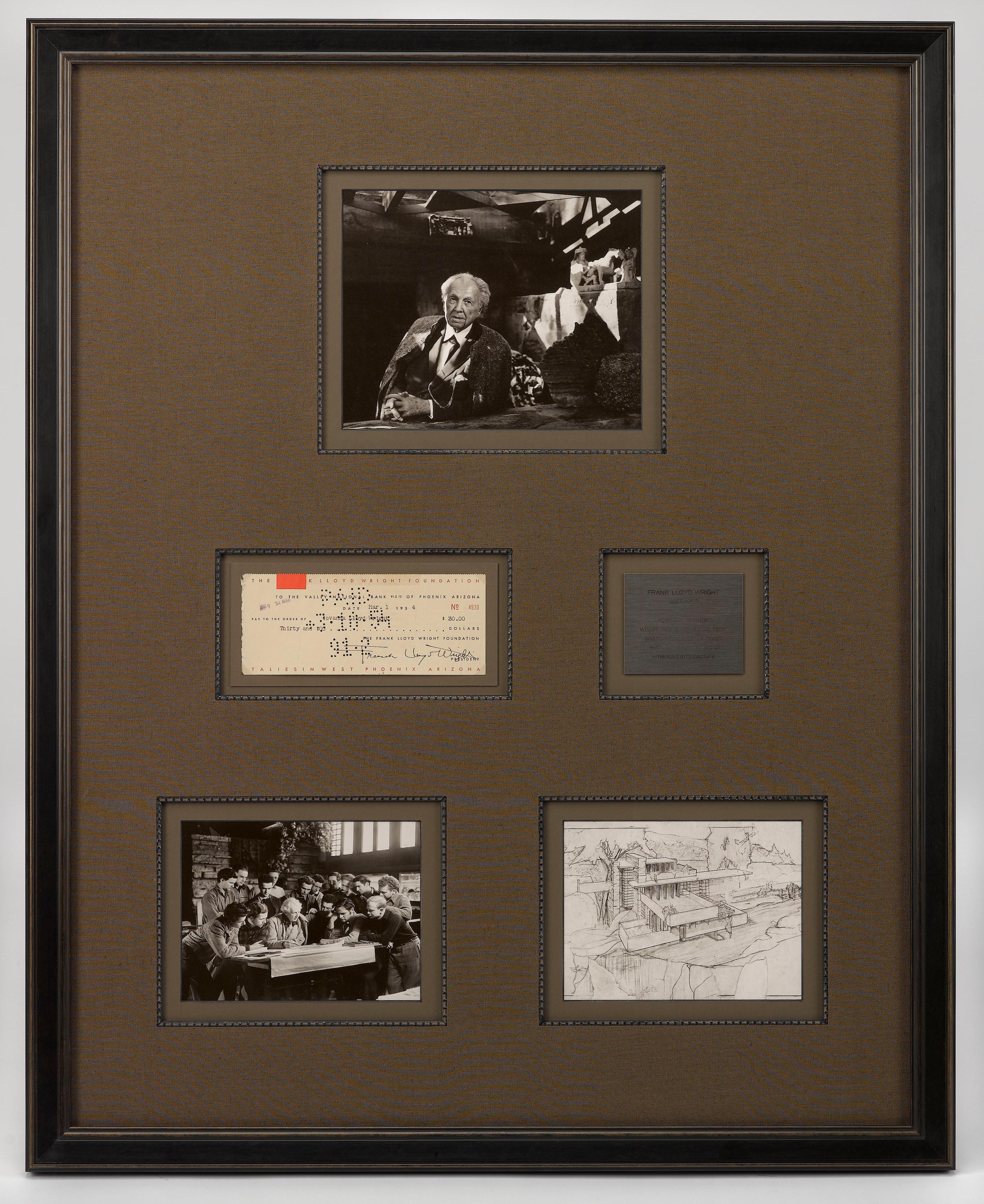 Milieu du XXe siècle Collage de la signature de Frank Lloyd Wright en vente