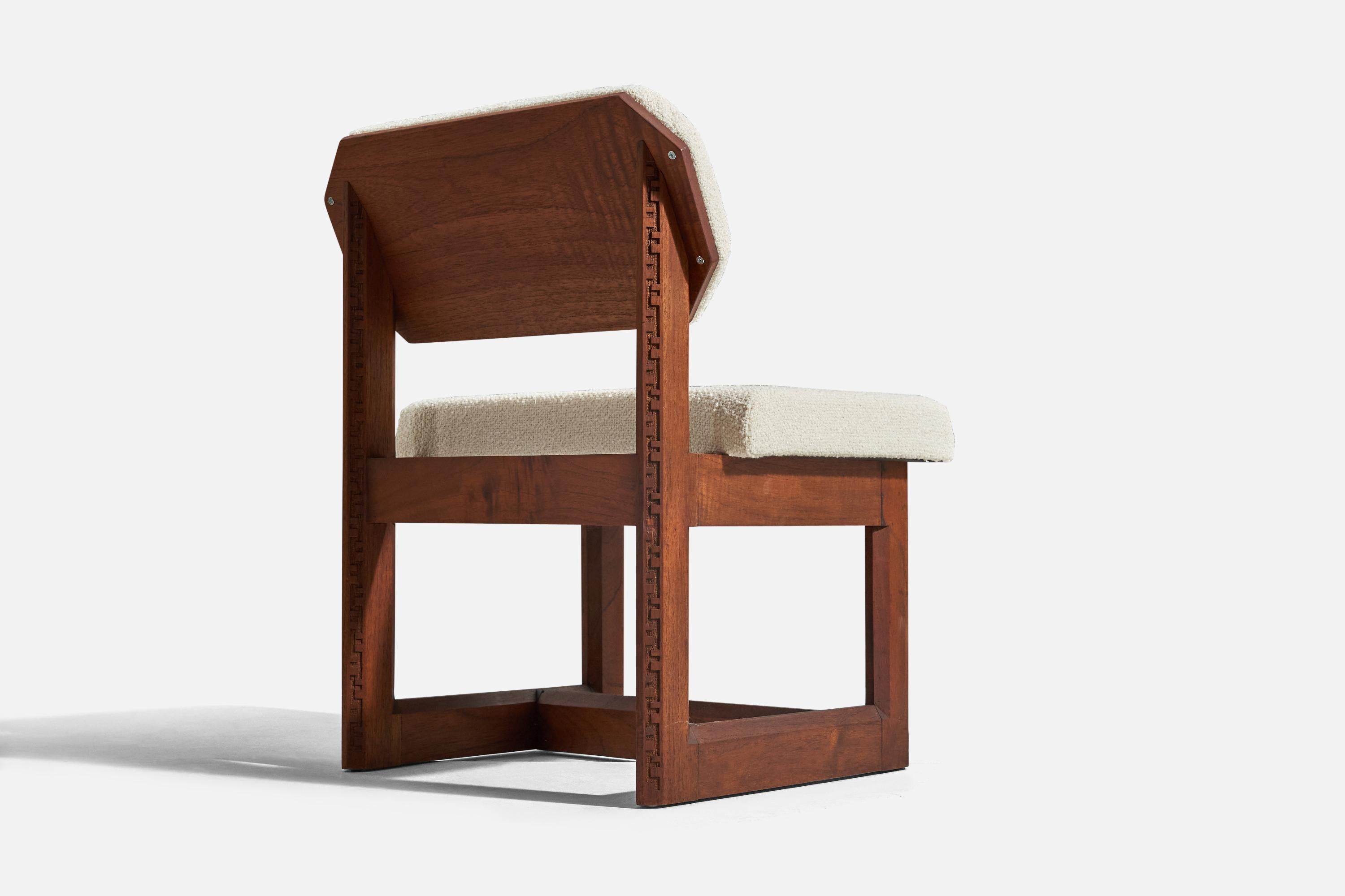 American Frank Lloyd Wright, Slipper Chairs, Mahogany, Fabric, Heritage Henredon, c. 1955 For Sale