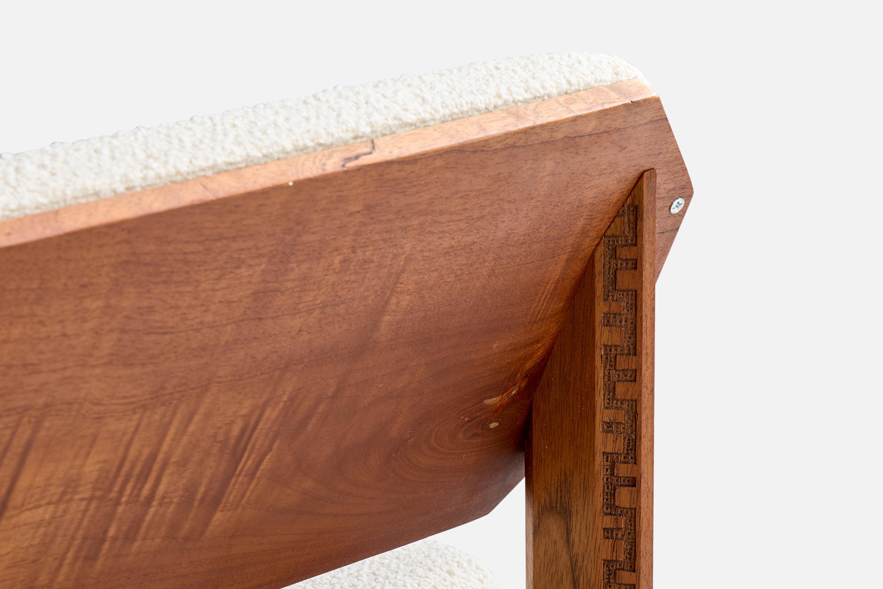 Frank Lloyd Wright, Pantoffelstühle, Mahagoni, Stoff, USA, 1955 im Angebot 4