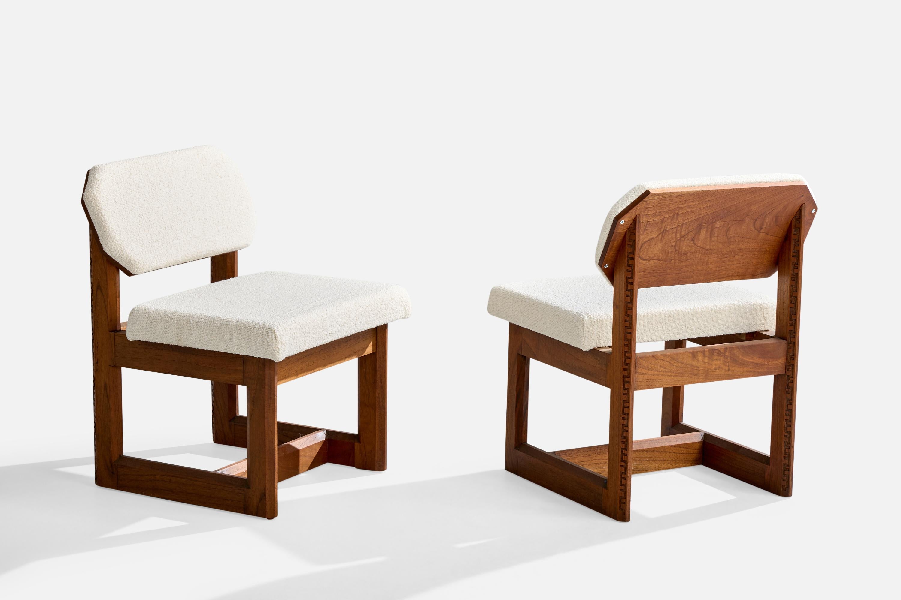 Frank Lloyd Wright, Pantoffelstühle, Mahagoni, Stoff, USA, 1955 (amerikanisch) im Angebot