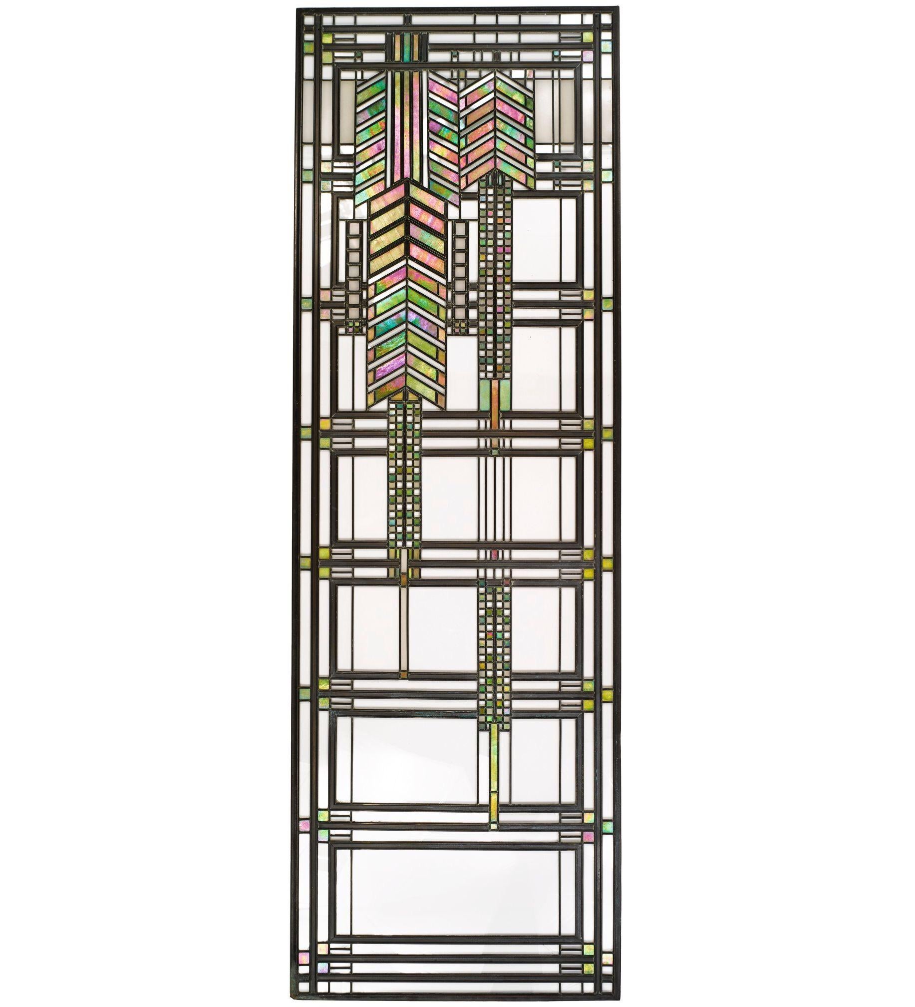 Mission Frank Lloyd Wright Stained Glass Sumac B2322 Yamagiwa Flush Wall Light Fixture