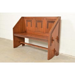 Frank Lloyd Wright Style Antique Mission Oak Arts & Crafts Pew, Circa 1900
