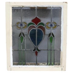 Frank Lloyd Wright Style Arts & Crafts Leaded Stained Glass Windo c1920