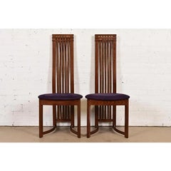 Frank Lloyd Wright Style Arts & Crafts Side Chairs or Dining Chairs, Pair