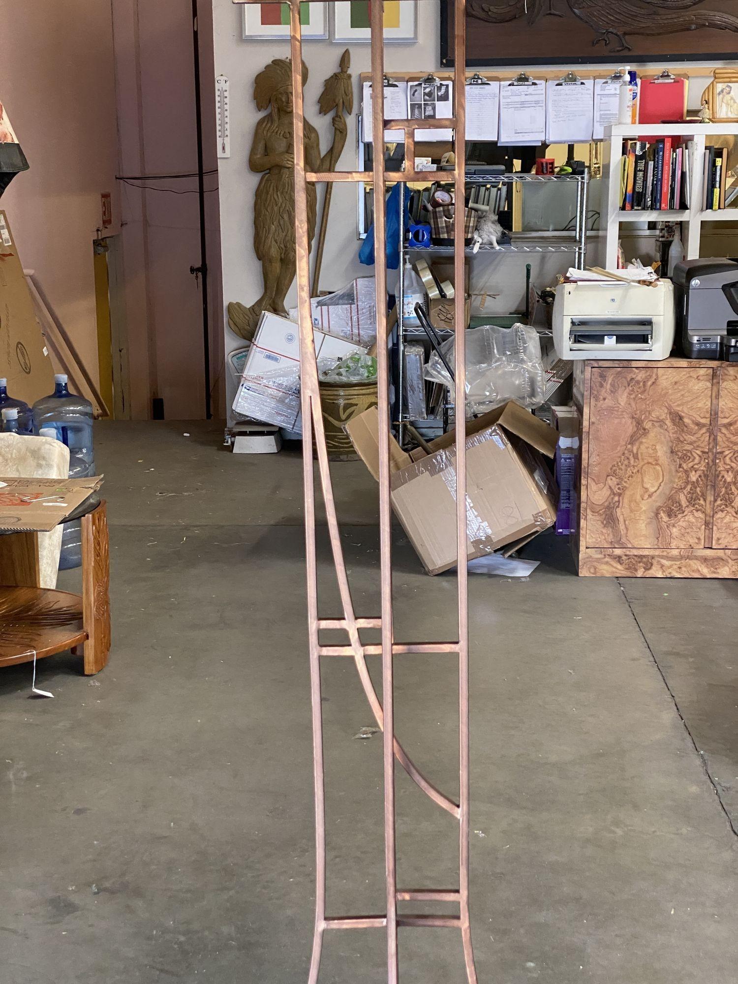 Frank Lloyd Wright Style Copper Colored Coat & Hat Rack For Sale 1