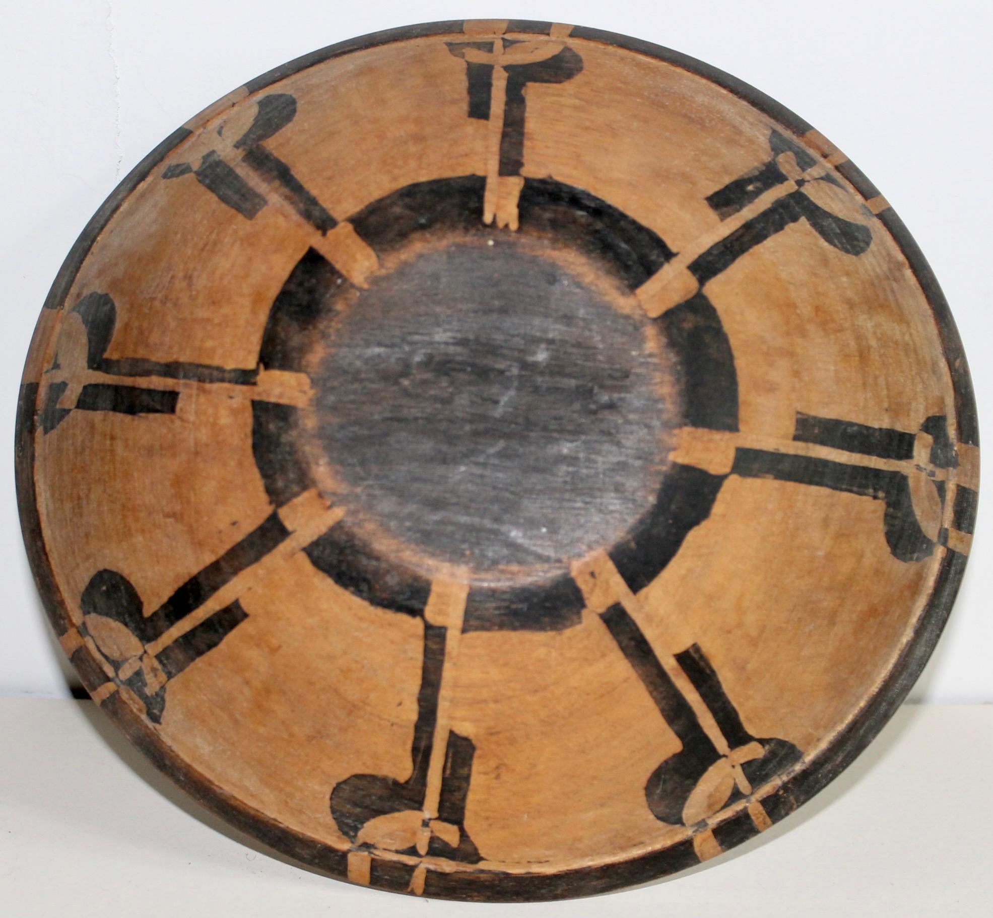 Prairie School Frank Lloyd Wright Style Hand Painted Wood Bowl For Sale