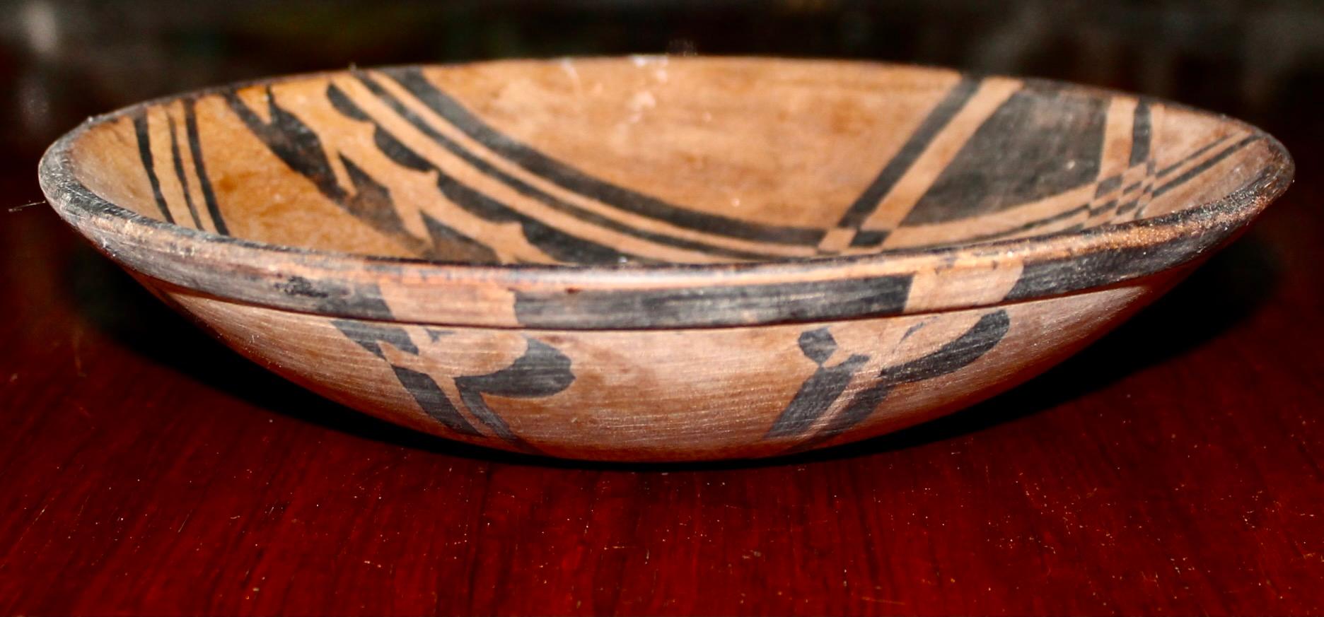 20th Century Frank Lloyd Wright Style Hand Painted Wood Bowl For Sale