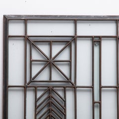 Frank Lloyd Wright-Style Leaded Glass Window Panel, Circa 1910