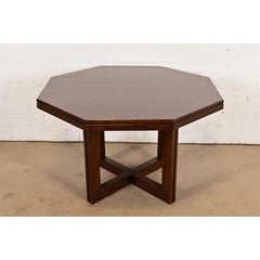 Frank Lloyd Wright Style Mid-Century Modern Oak X-Base Dining Table, Refinished